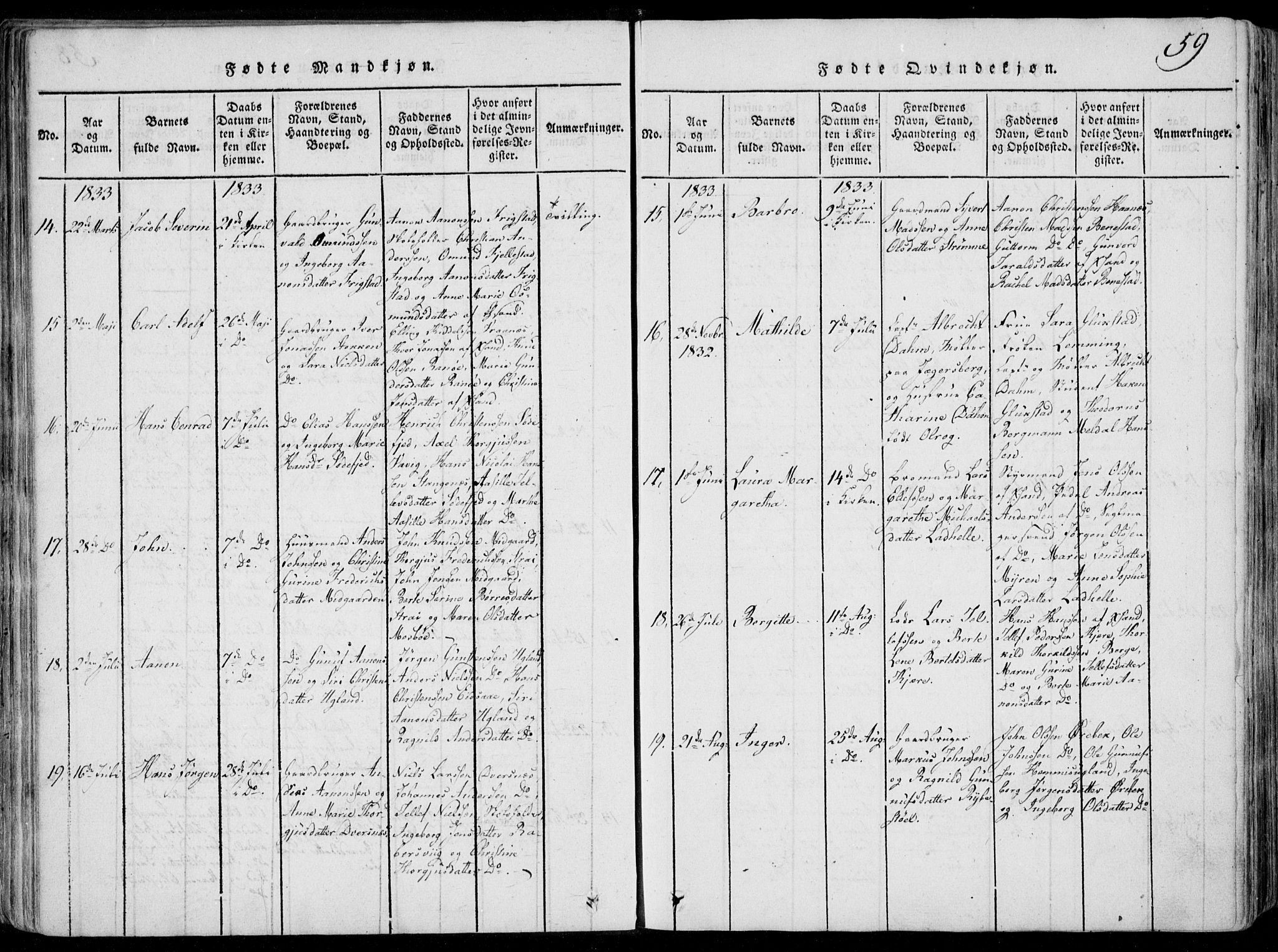 Oddernes sokneprestkontor, SAK/1111-0033/F/Fa/Faa/L0005: Ministerialbok nr. A 5, 1820-1838, s. 59