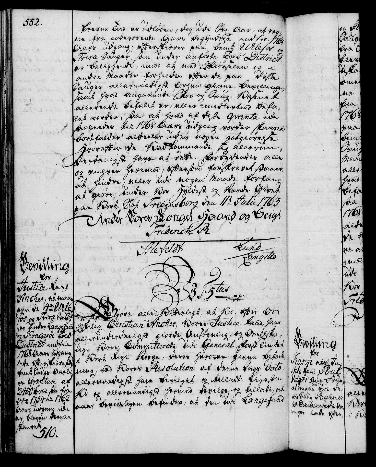 Rentekammeret, Kammerkanselliet, RA/EA-3111/G/Gg/Gga/L0007: Norsk ekspedisjonsprotokoll med register (merket RK 53.7), 1759-1768, s. 552