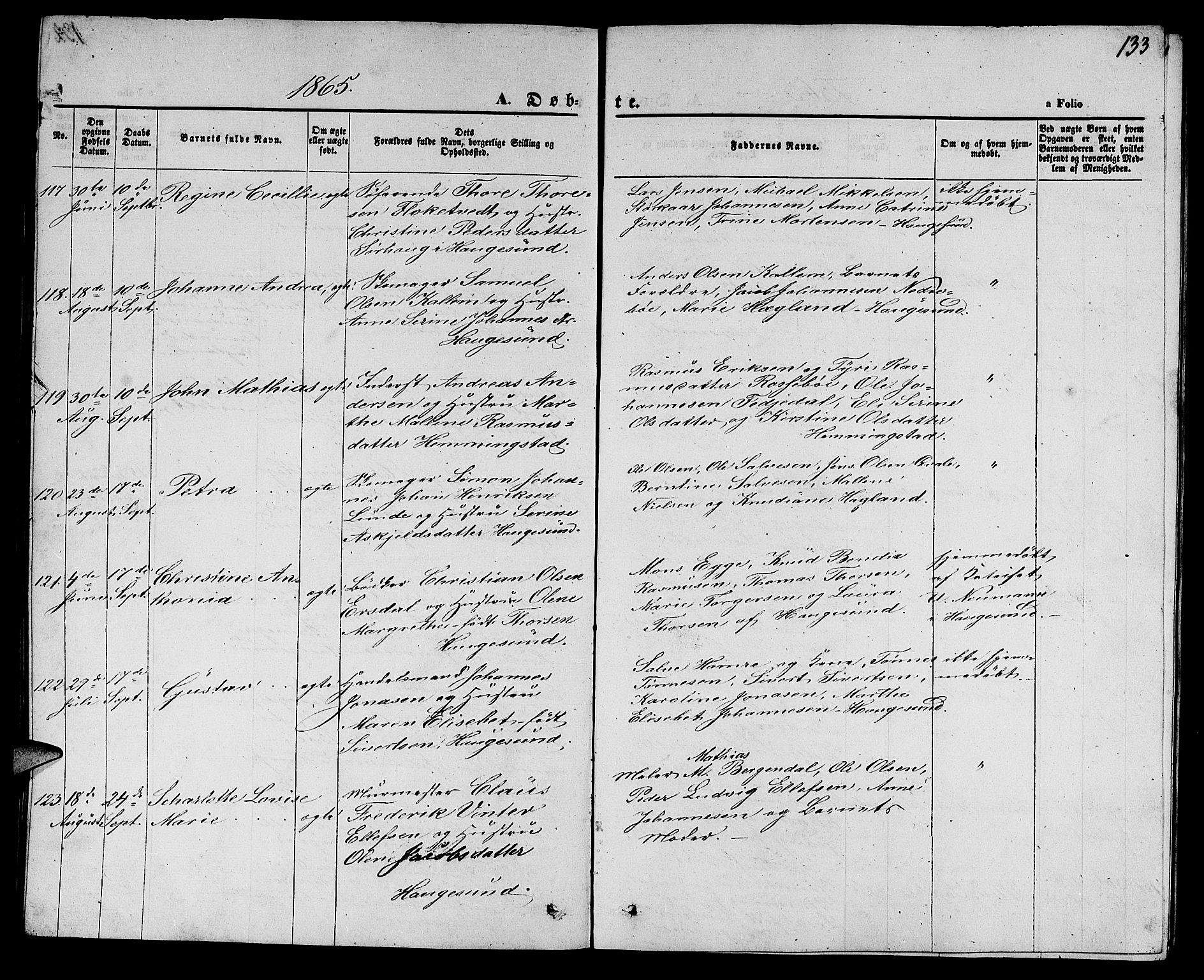 Torvastad sokneprestkontor, AV/SAST-A -101857/H/Ha/Hab/L0006: Klokkerbok nr. B 6, 1858-1867, s. 133