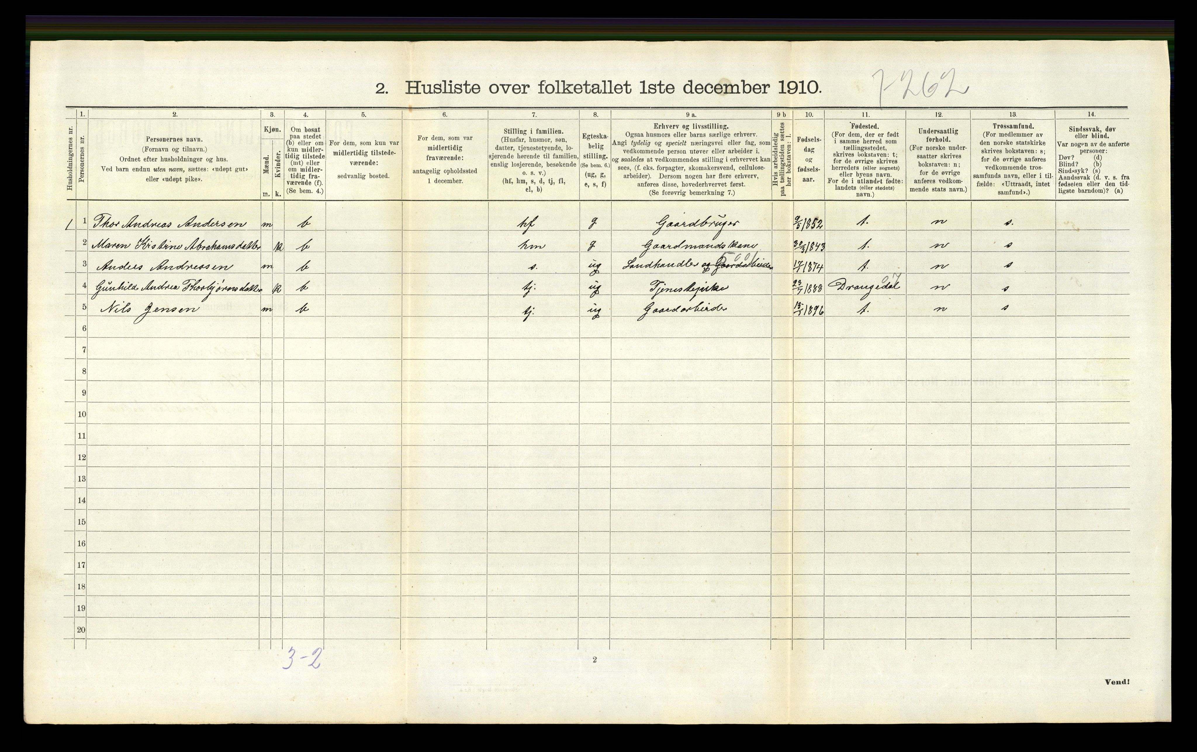 RA, Folketelling 1910 for 0814 Bamble herred, 1910, s. 1337