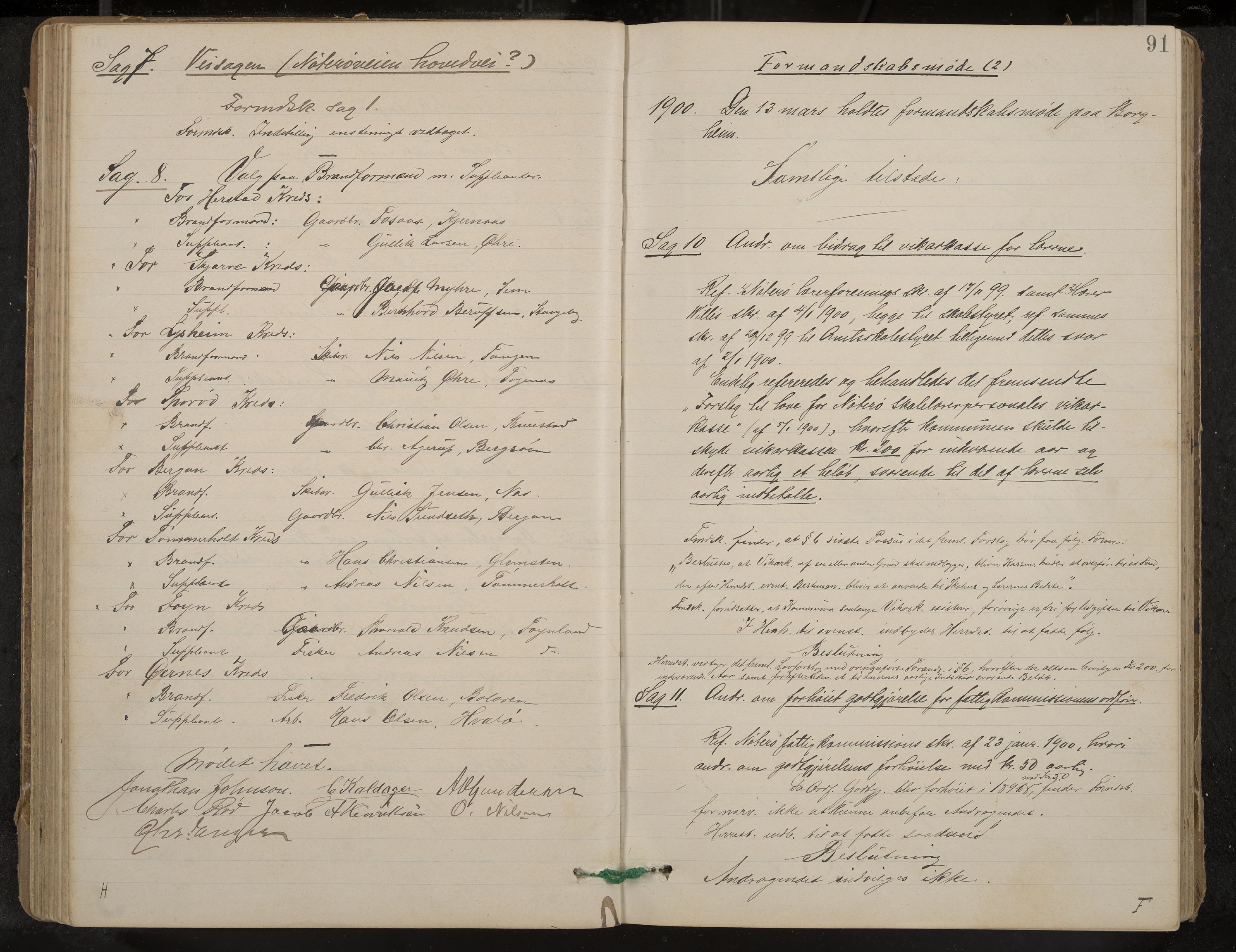 Nøtterøy formannskap og sentraladministrasjon, IKAK/0722021-1/A/Aa/L0005: Møtebok med register, 1896-1905, s. 91