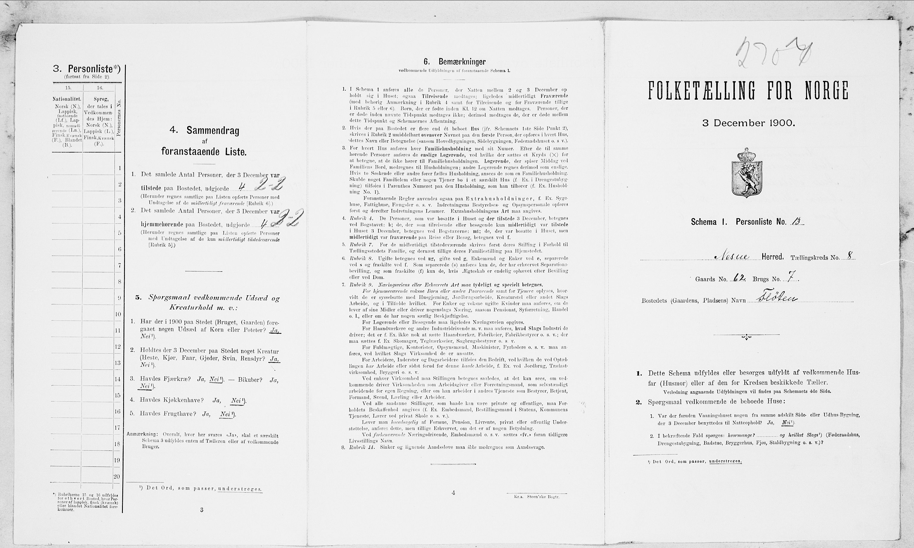 SAT, Folketelling 1900 for 1828 Nesna herred, 1900, s. 696