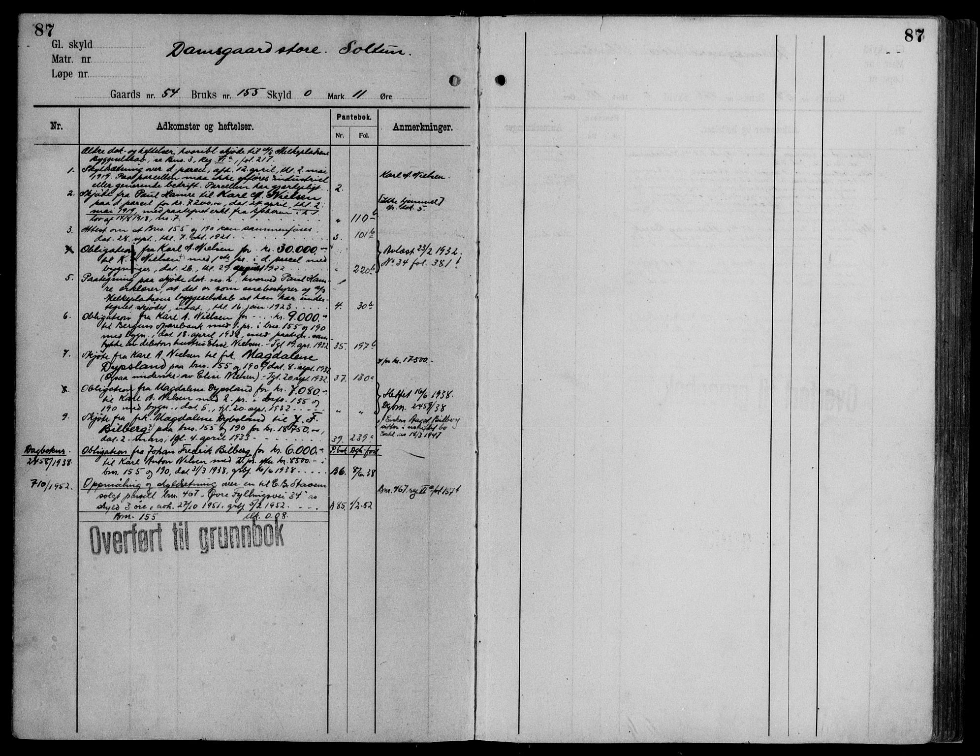Midhordland sorenskriveri, AV/SAB-A-3001/1/G/Ga/Gab/L0115: Panteregister nr. II.A.b.115, s. 87