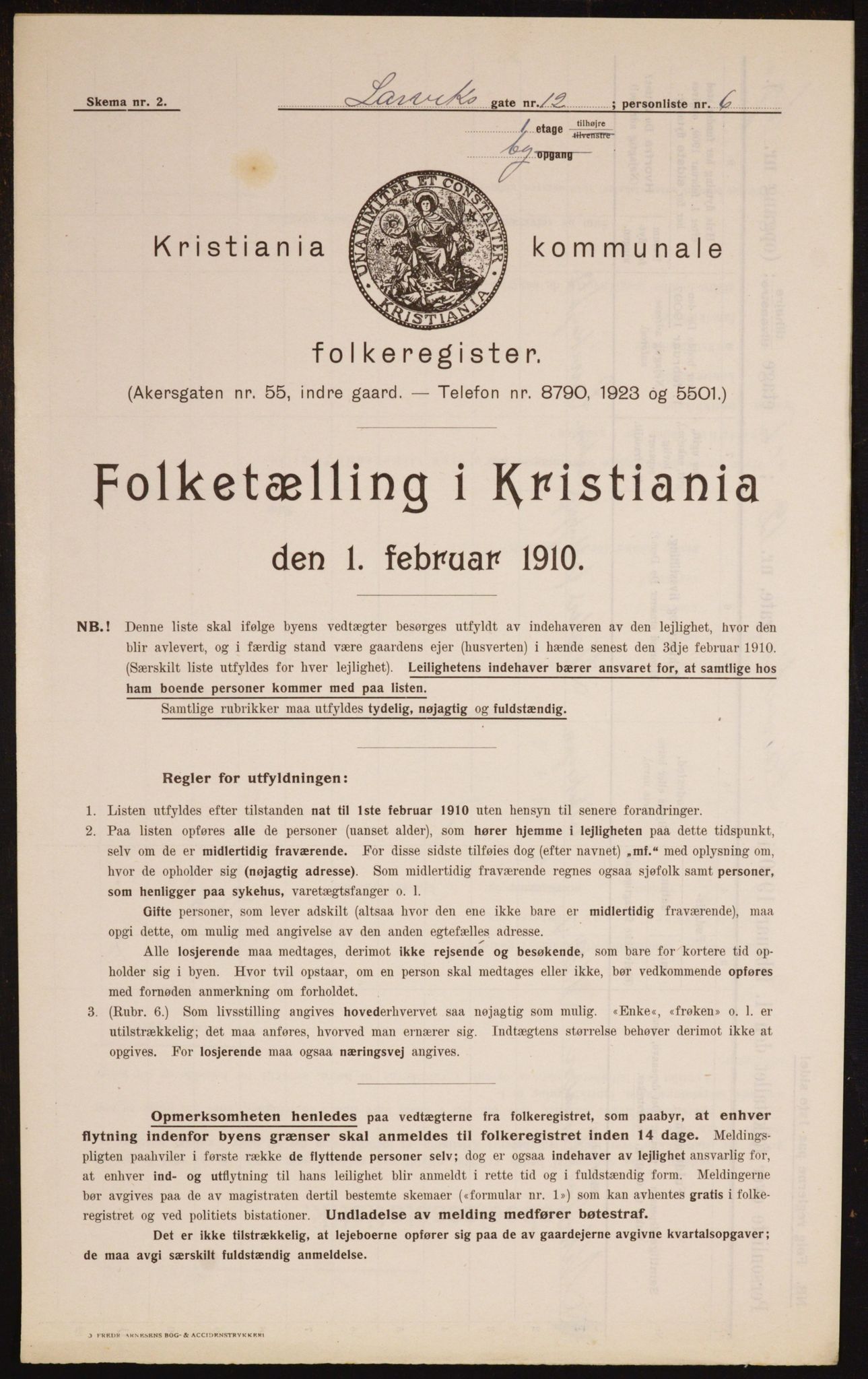 OBA, Kommunal folketelling 1.2.1910 for Kristiania, 1910, s. 55245