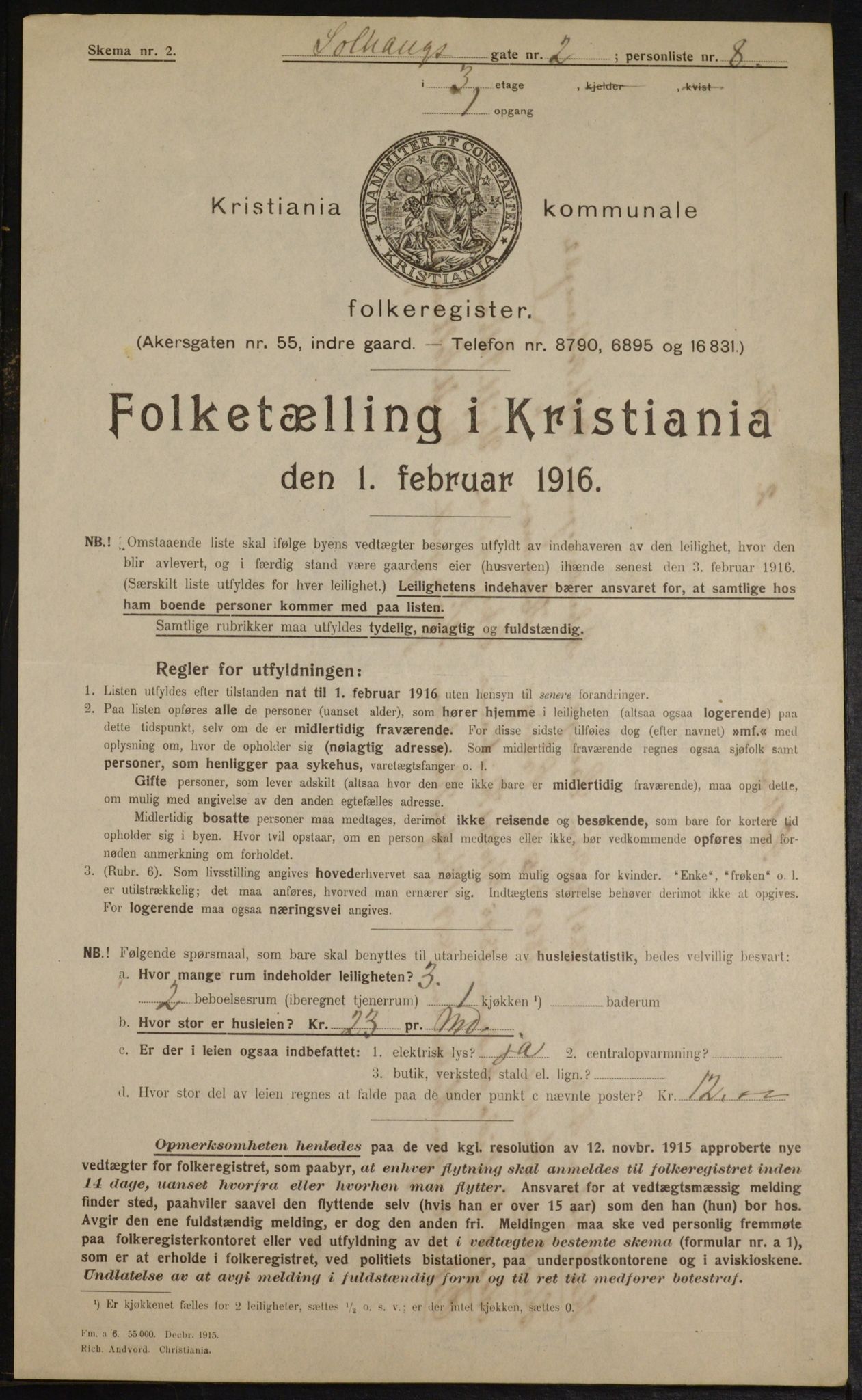 OBA, Kommunal folketelling 1.2.1916 for Kristiania, 1916, s. 101893