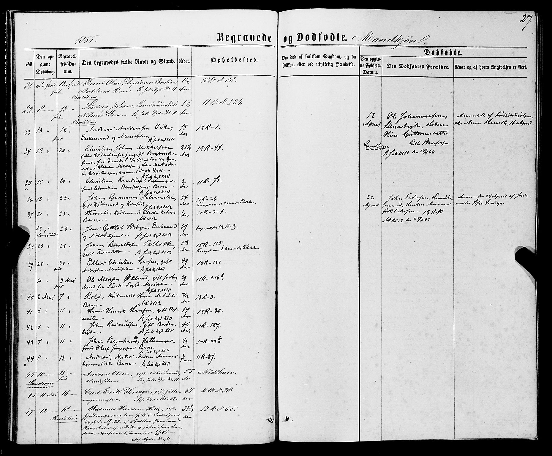 Domkirken sokneprestembete, SAB/A-74801/H/Haa/L0042: Ministerialbok nr. E 3, 1863-1876, s. 27
