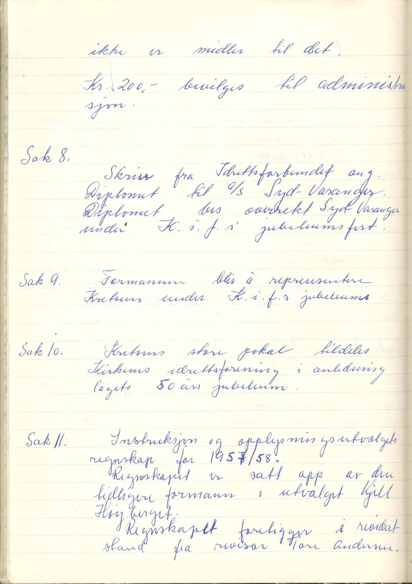 Aust-Finnmark Idrettskrets , FMFB/A-1041/A/L0005: Møteprotokoll for styre, ting og arbeidsutvalg, 1958-1963, s. 7