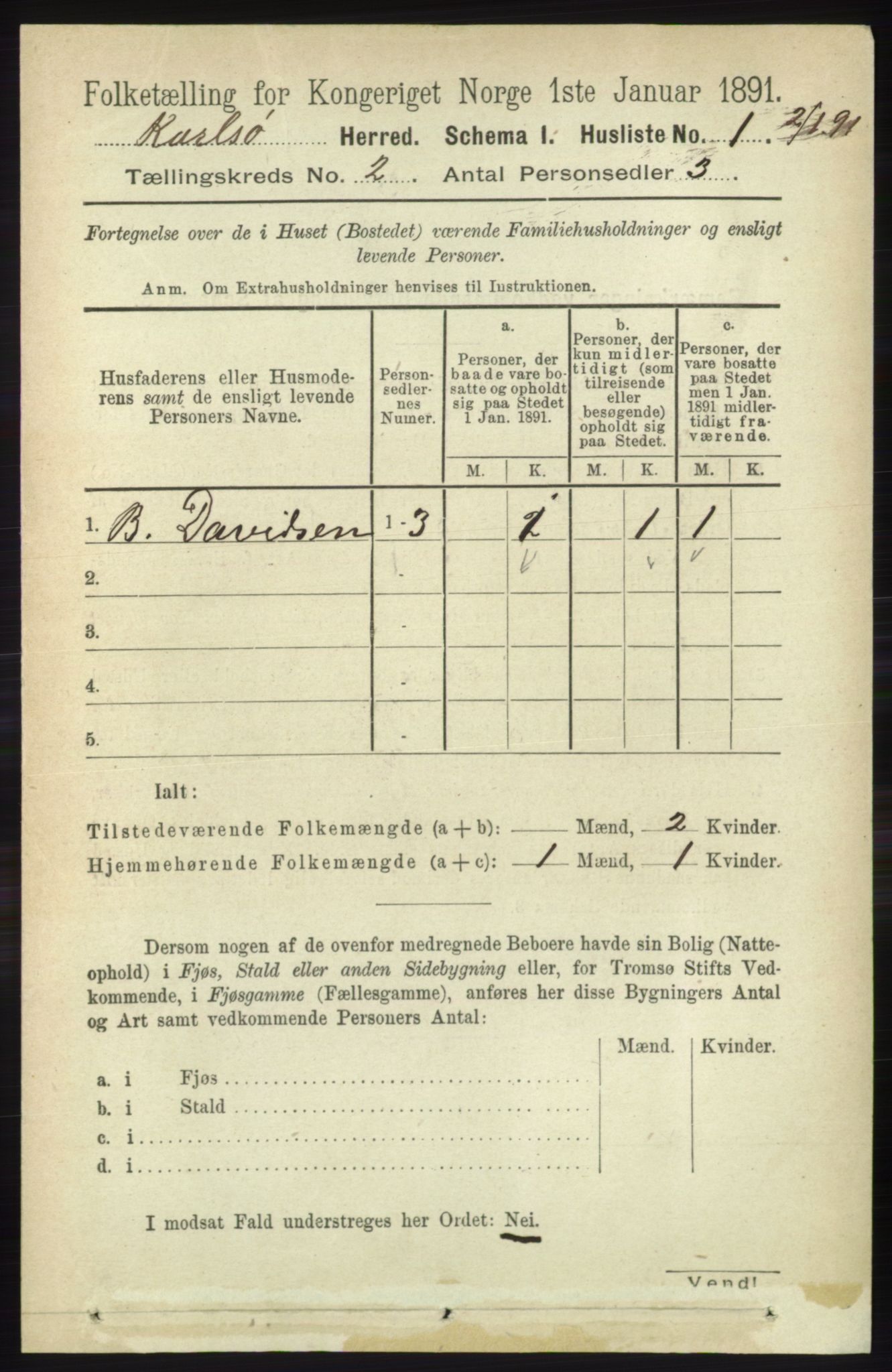 RA, Folketelling 1891 for 1936 Karlsøy herred, 1891, s. 375