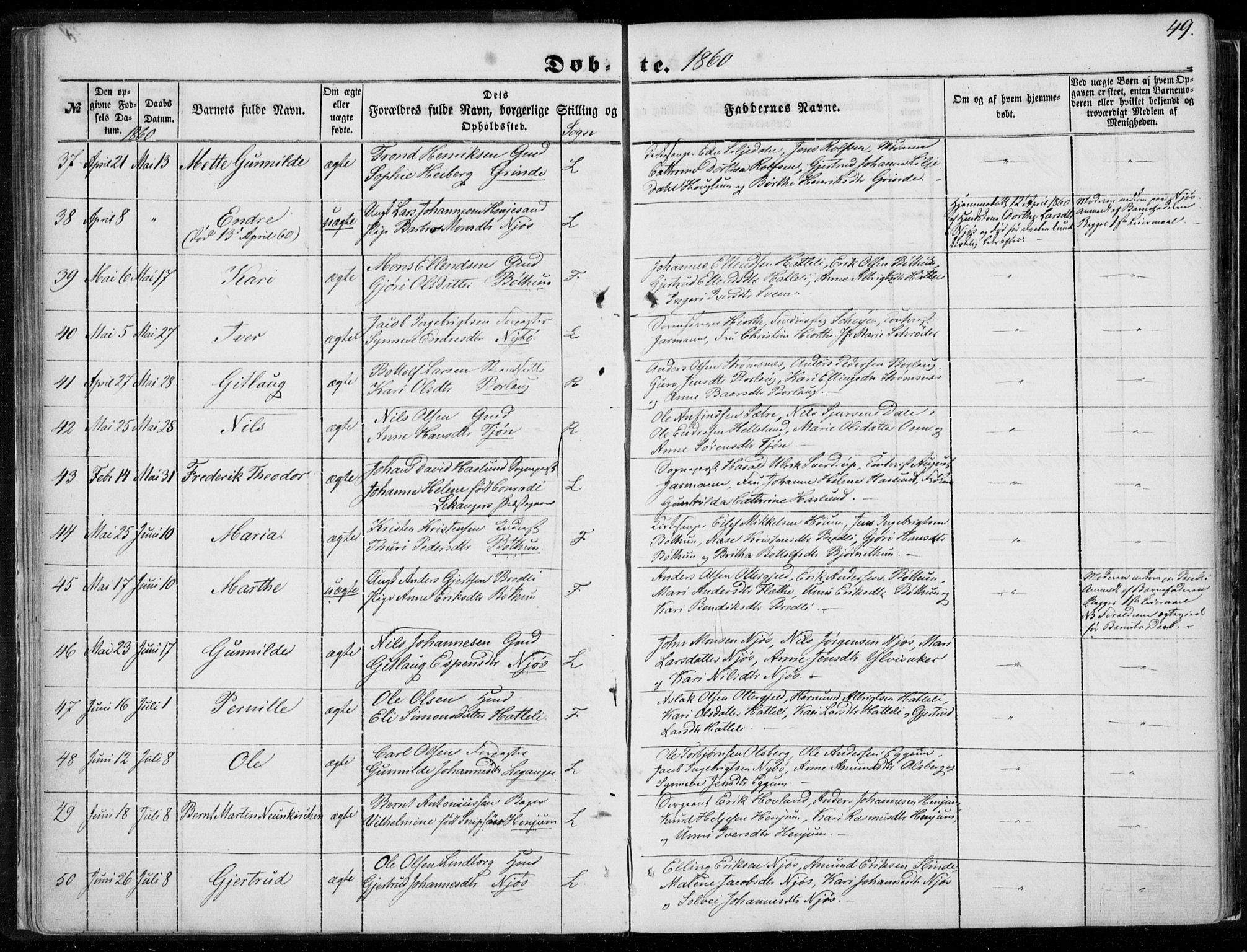 Leikanger sokneprestembete, AV/SAB-A-81001/H/Haa/Haaa/L0008: Ministerialbok nr. A 8, 1852-1868, s. 49