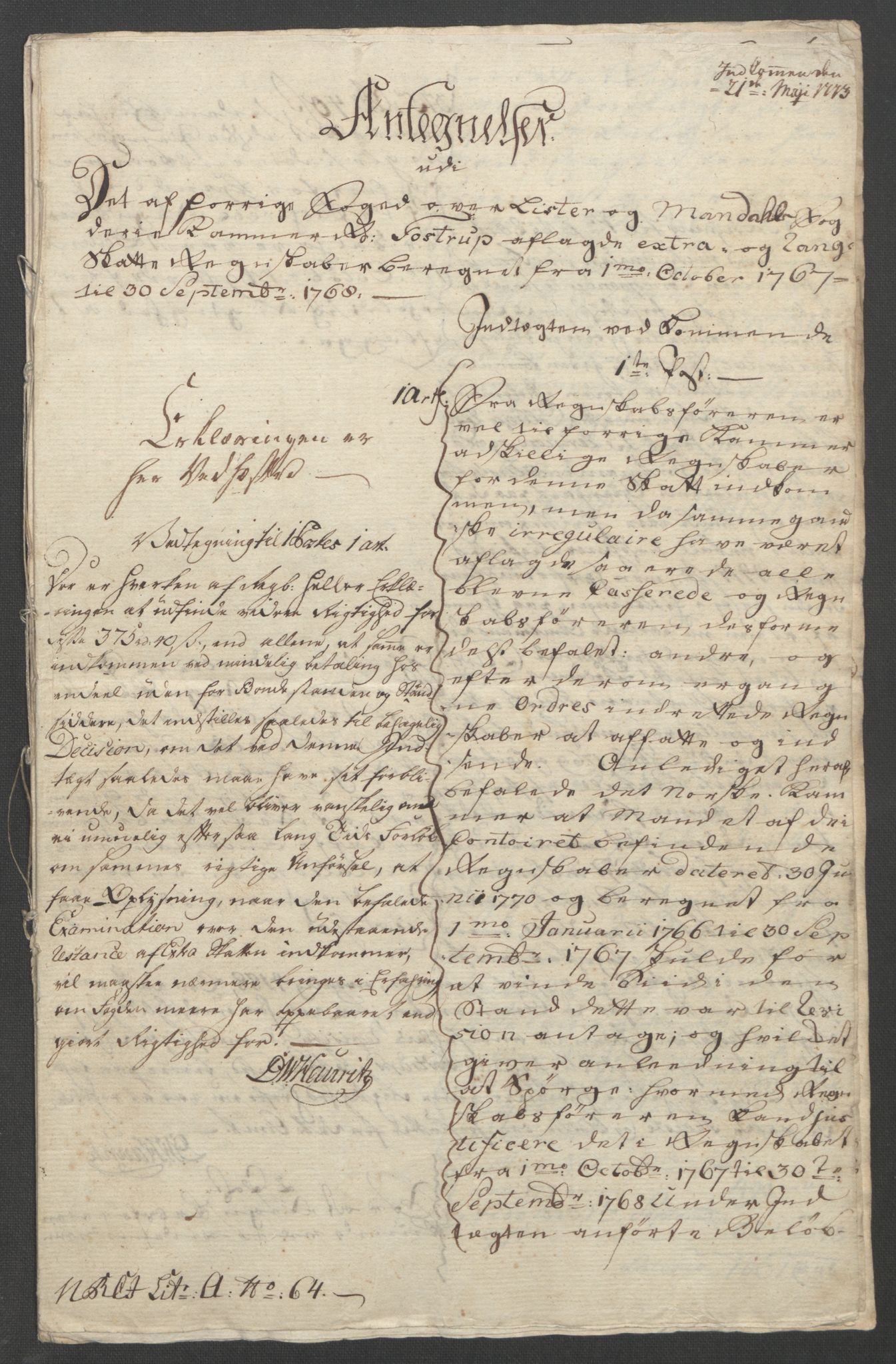 Rentekammeret inntil 1814, Reviderte regnskaper, Fogderegnskap, RA/EA-4092/R45/L2704: Ekstraskatten Lista og Mandal, 1762-1768, s. 370