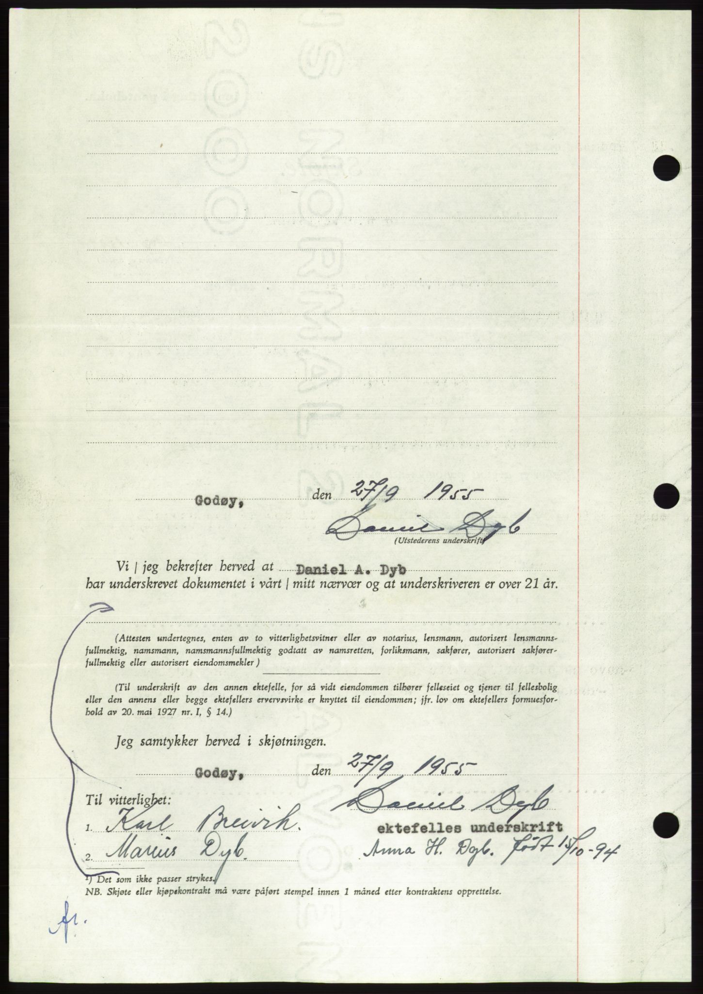 Søre Sunnmøre sorenskriveri, AV/SAT-A-4122/1/2/2C/L0102: Pantebok nr. 28A, 1955-1956, Dagboknr: 2420/1955