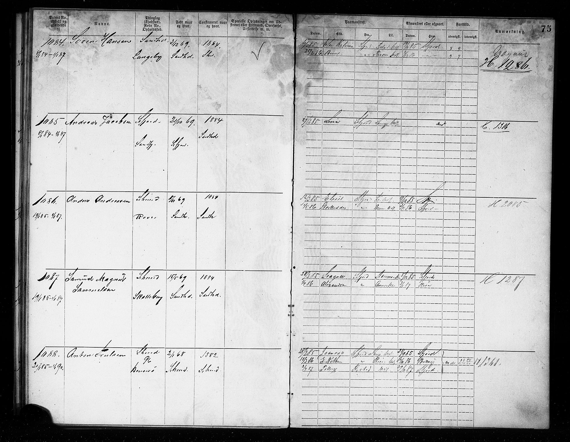 Sandefjord innrulleringskontor, AV/SAKO-A-788/F/Fa/L0004: Annotasjonsrulle, 1879-1889, s. 77