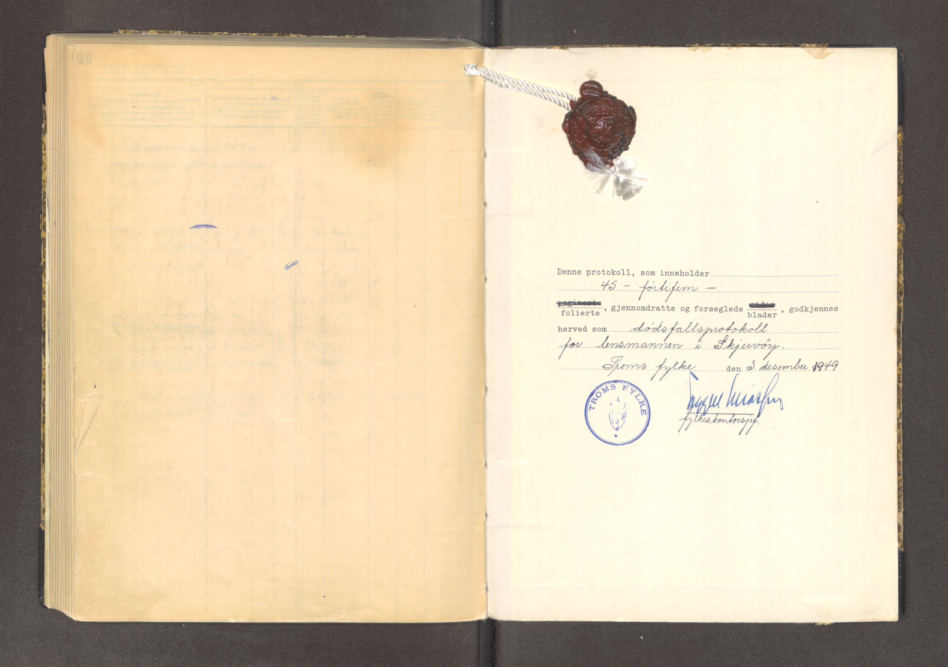 Skjervøy lensmannskontor, AV/SATØ-SATØ-63/F/Fm/Fmb/L0183: Dødsfallsprotokoll - Kvænangen, 1949-1969