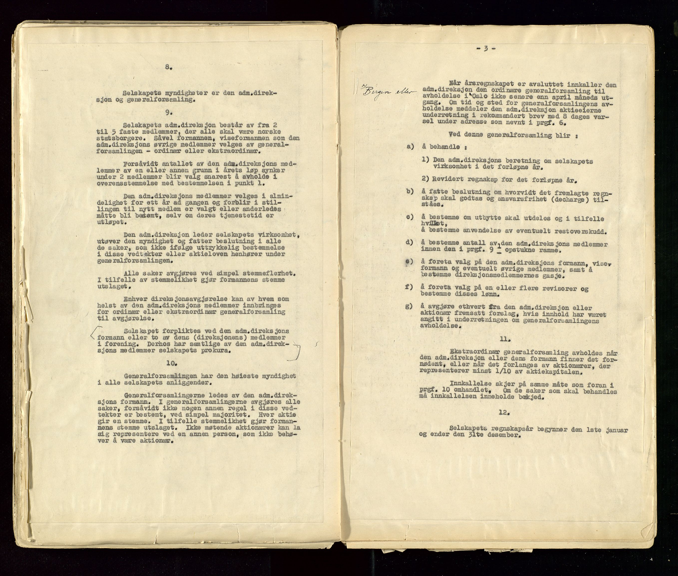 PA 1533 - A/S Vestlandske Petroleumscompani, AV/SAST-A-101953/A/Aa/L0001/0001: Generalforsamlinger og styreprotokoller / Styre- og generalforsamlingsprotokoll, 1890-1953, s. 108