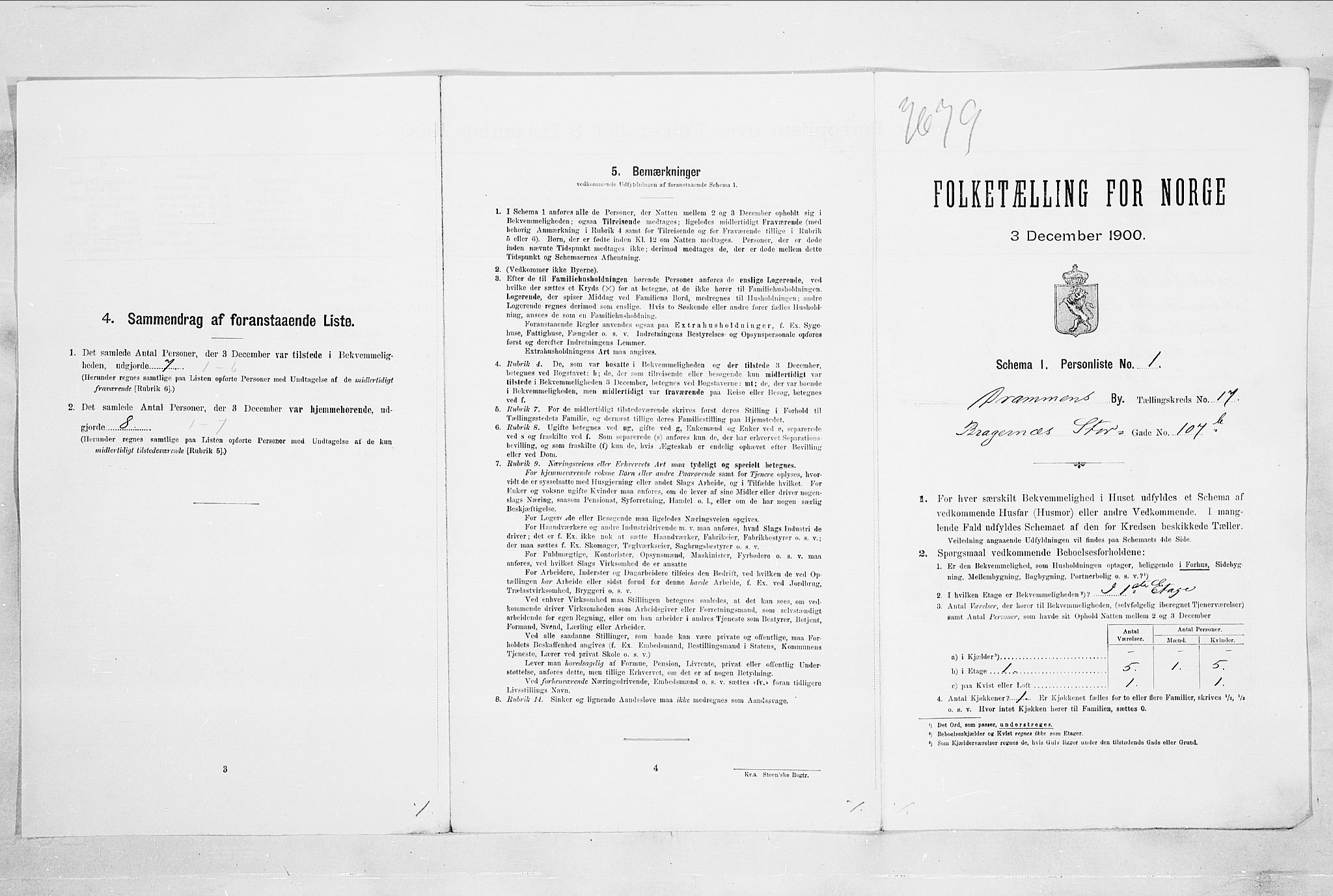 RA, Folketelling 1900 for 0602 Drammen kjøpstad, 1900, s. 3104