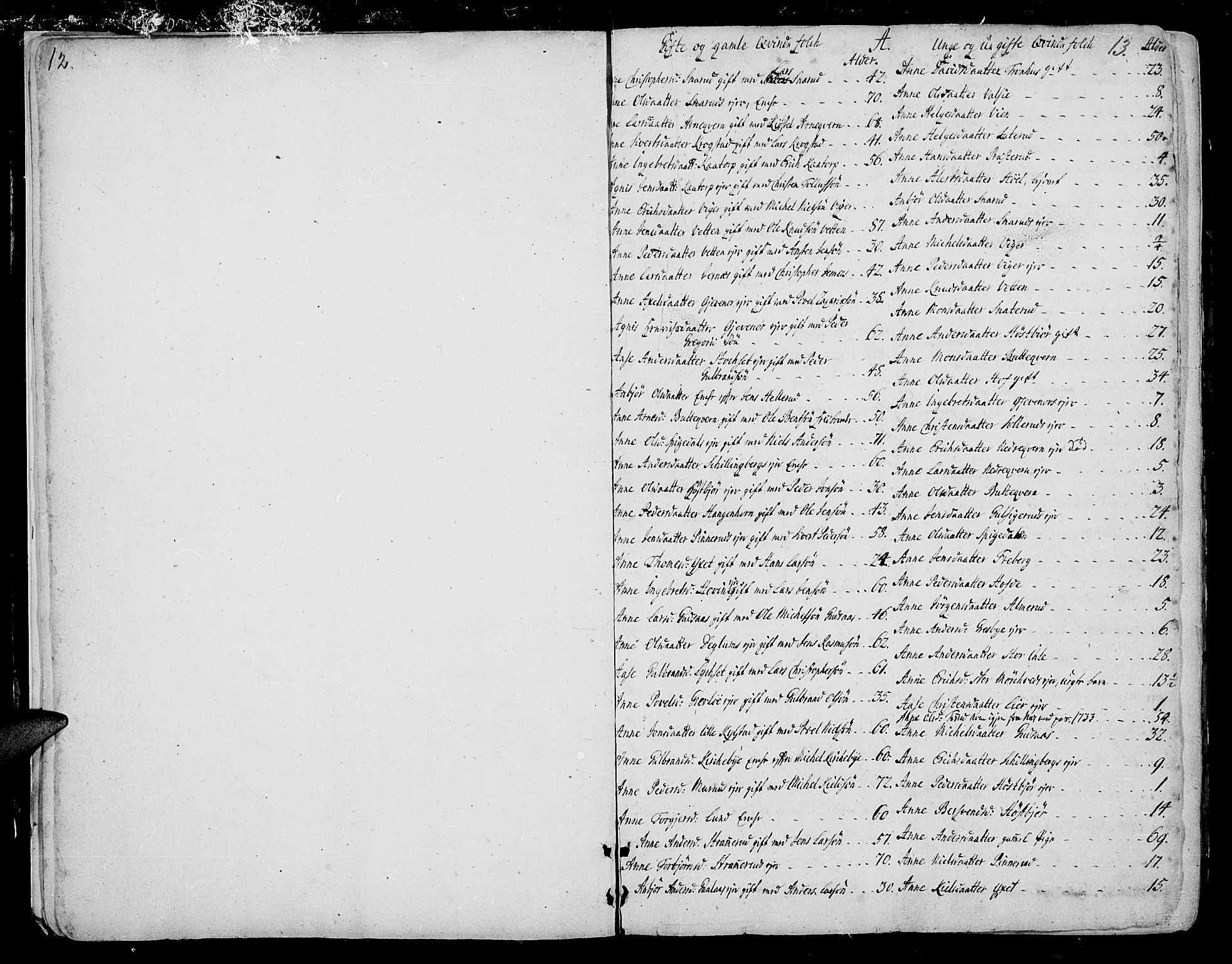 Vang prestekontor, Hedmark, AV/SAH-PREST-008/H/Ha/Haa/L0005: Ministerialbok nr. 5, 1732-1809, s. 12-13