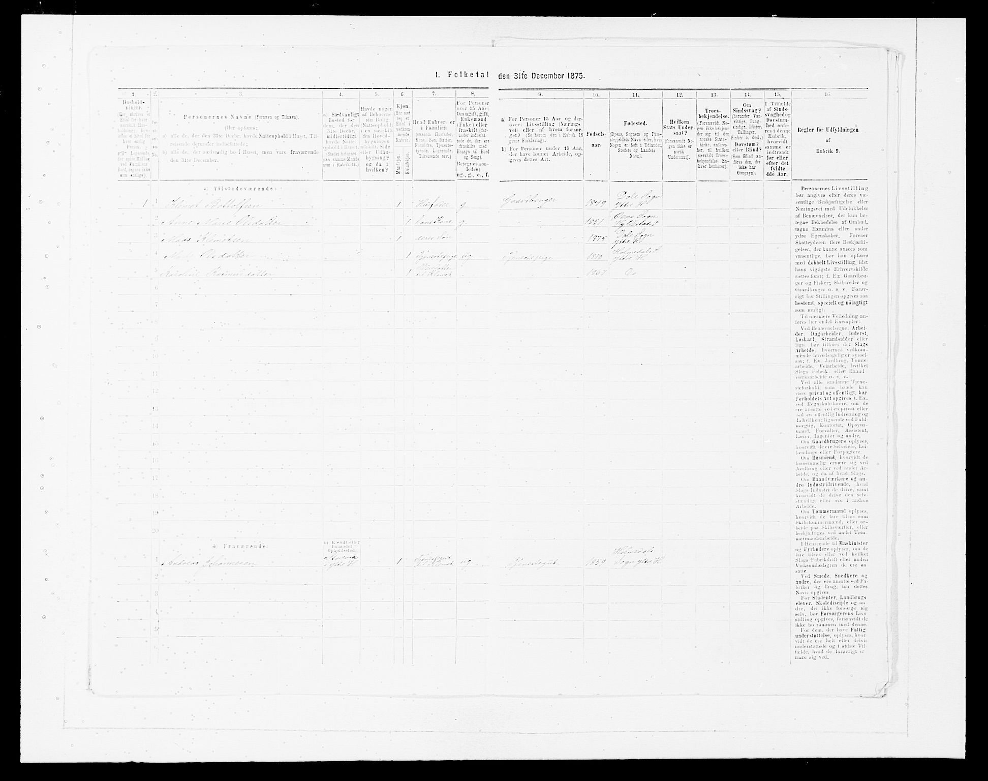 SAB, Folketelling 1875 for 1429P Ytre Holmedal prestegjeld, 1875, s. 462