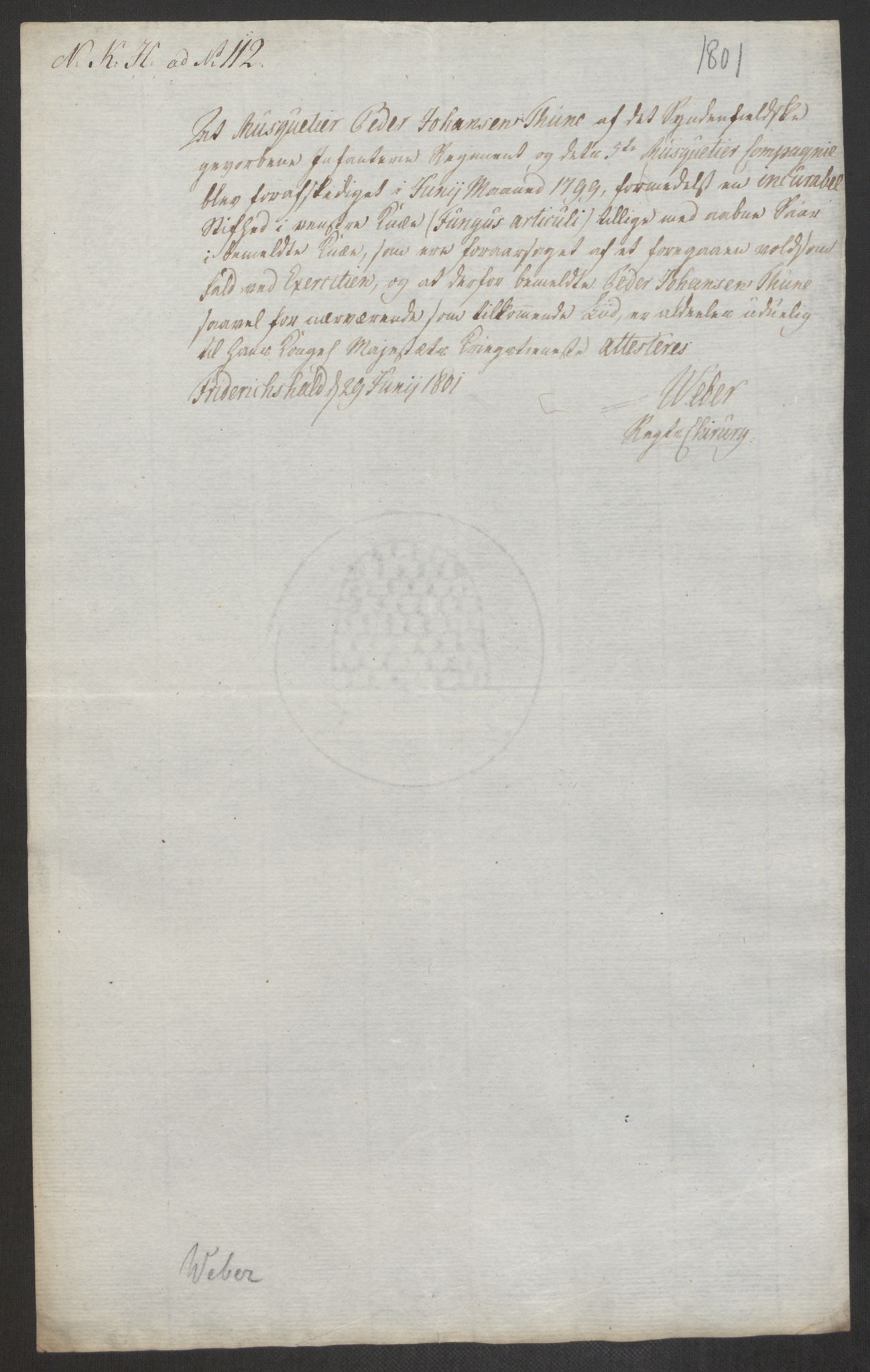 Forsvaret, Den norske kvesthuskasse/krigshospitalkasse, AV/RA-RAFA-1887/F/Fa/L0017: Innkomne brev:, 1782-1807, s. 490