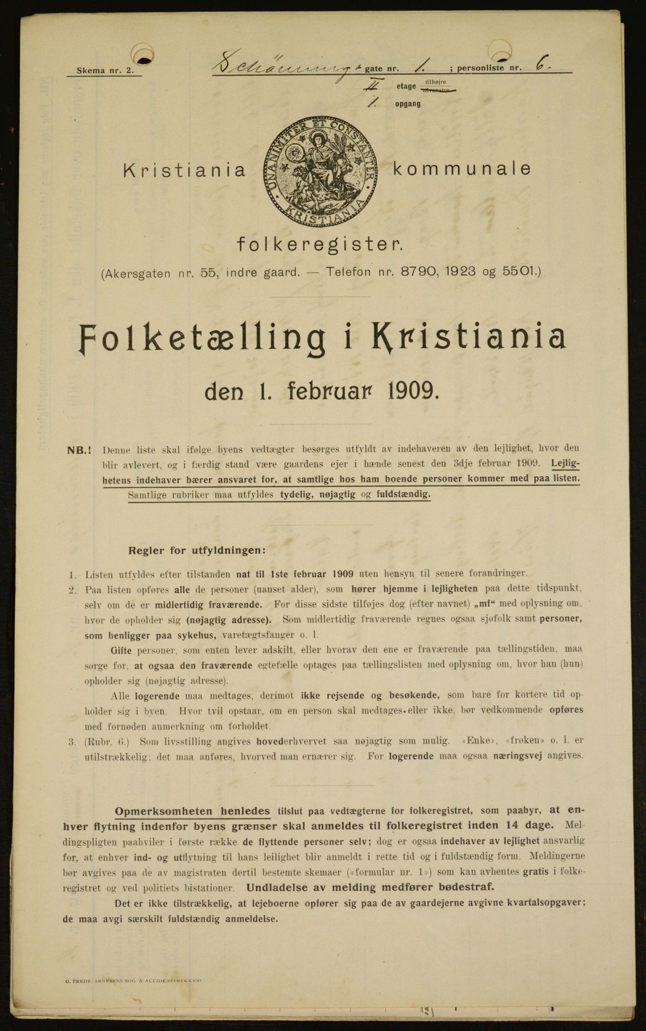 OBA, Kommunal folketelling 1.2.1909 for Kristiania kjøpstad, 1909, s. 84732