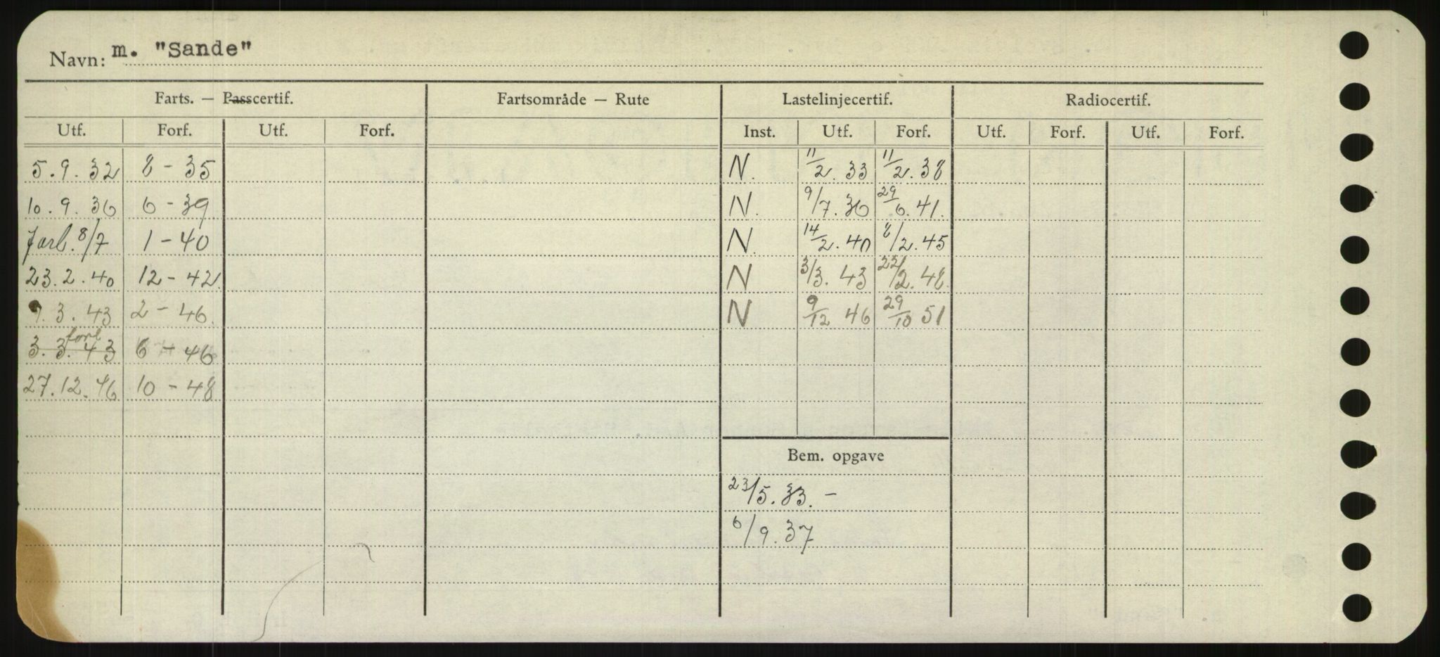 Sjøfartsdirektoratet med forløpere, Skipsmålingen, RA/S-1627/H/Hd/L0032: Fartøy, San-Seve, s. 52