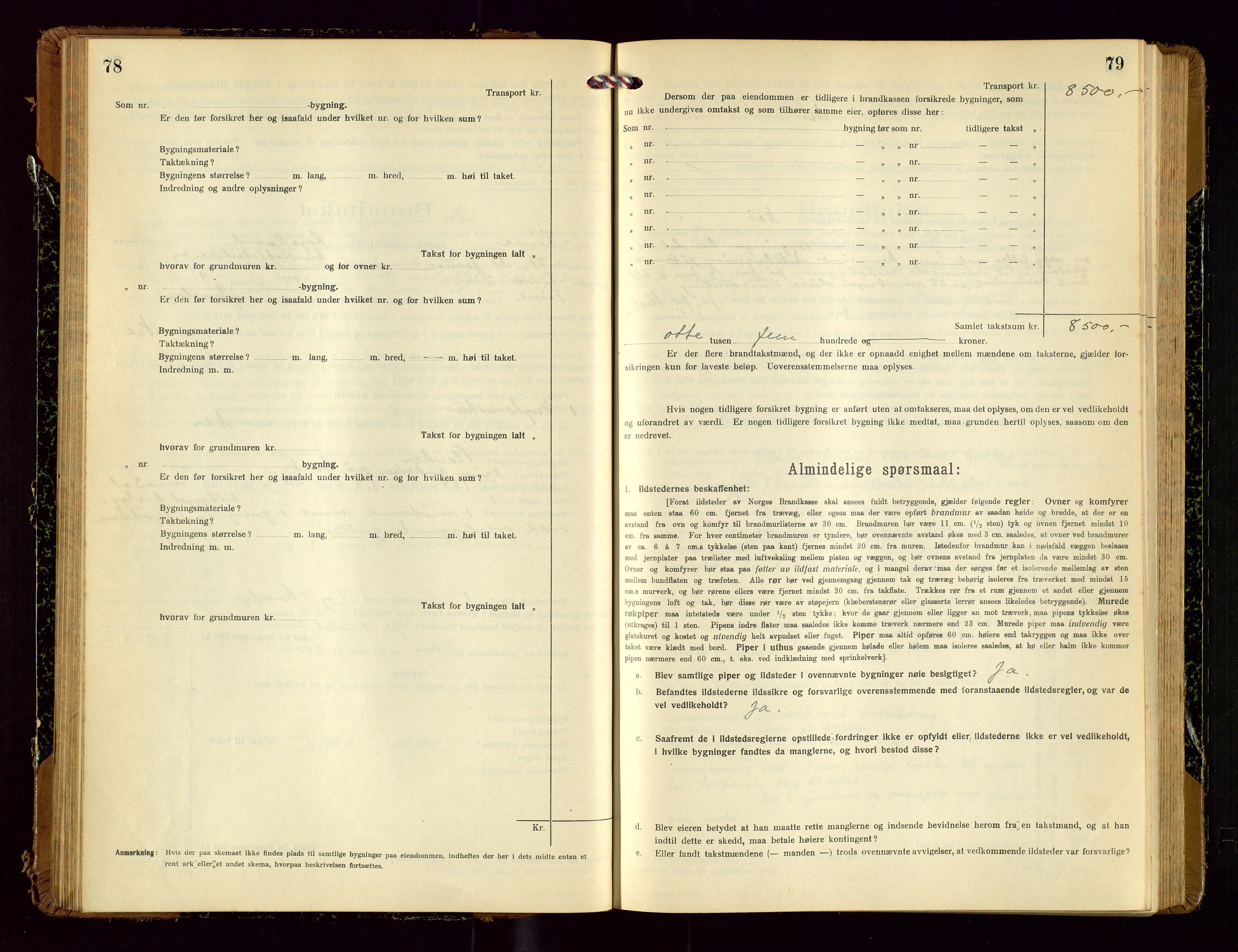 Time lensmannskontor, AV/SAST-A-100420/Gob/L0002: Branntakstprotokoll, 1919-1952, s. 78-79