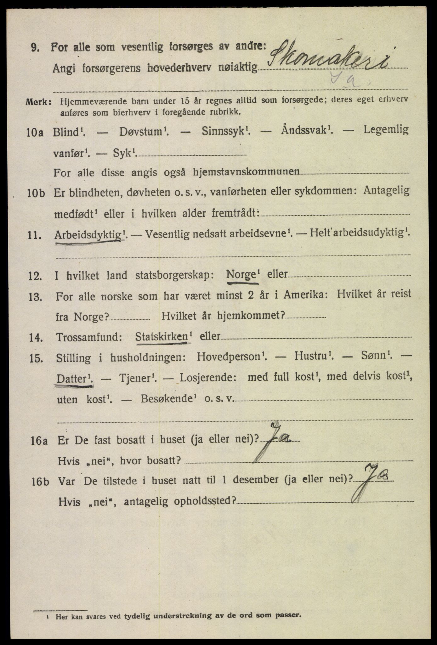 SAK, Folketelling 1920 for 1029 Sør-Audnedal herred, 1920, s. 4276