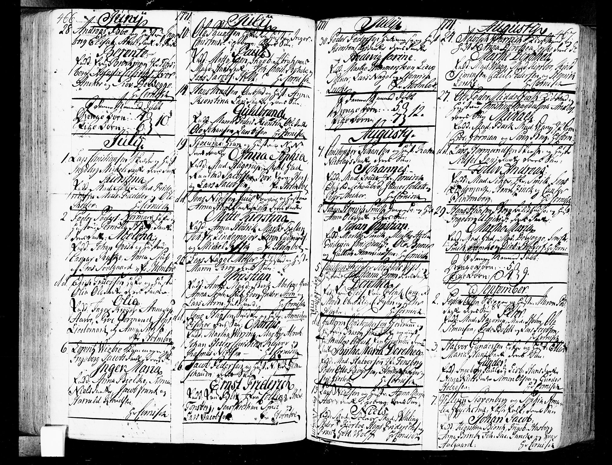 Oslo domkirke Kirkebøker, SAO/A-10752/F/Fa/L0004: Ministerialbok nr. 4, 1743-1786, s. 466-467