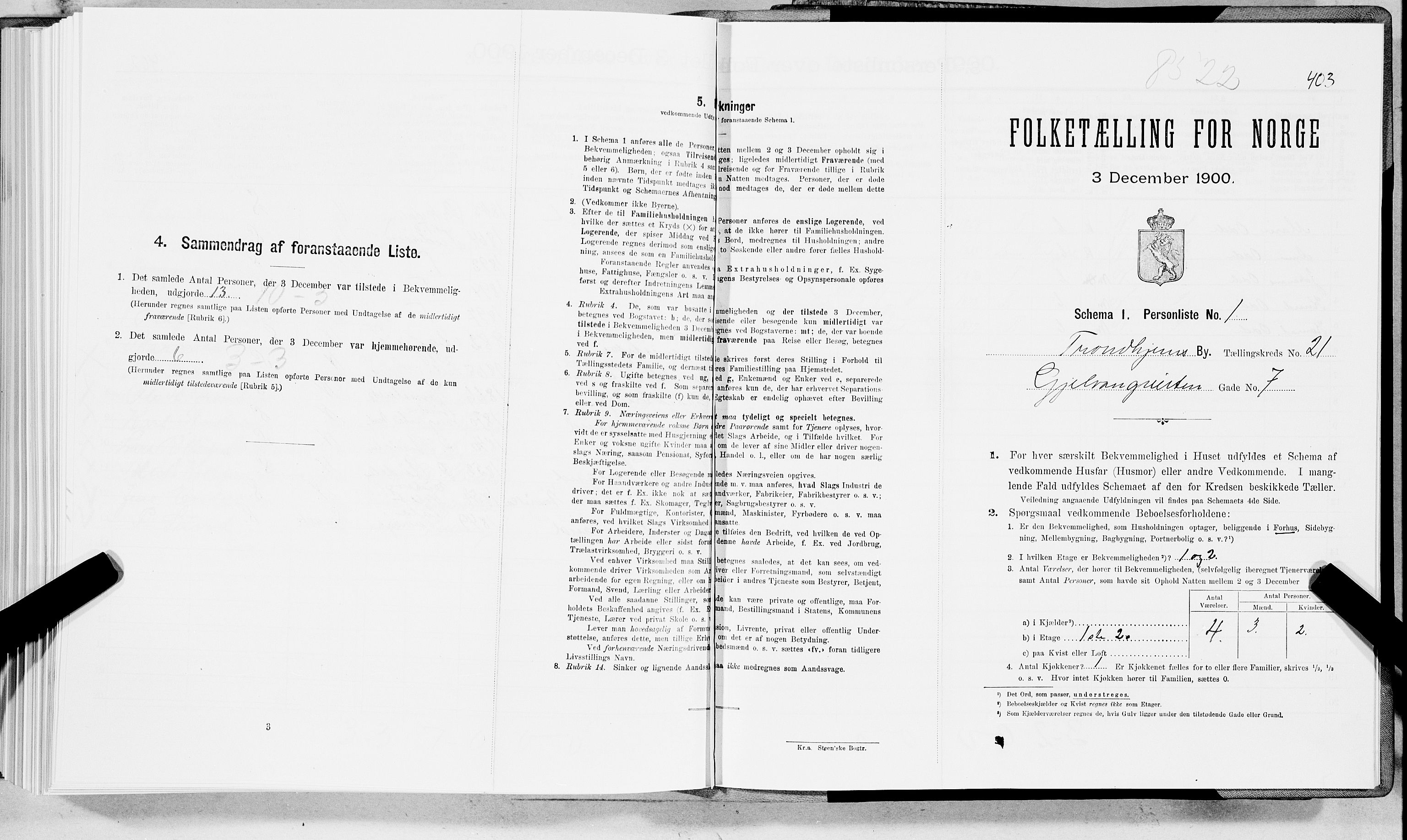 SAT, Folketelling 1900 for 1601 Trondheim kjøpstad, 1900, s. 3468