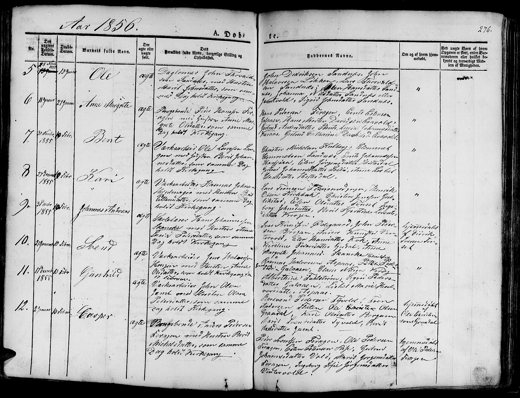 Ministerialprotokoller, klokkerbøker og fødselsregistre - Sør-Trøndelag, AV/SAT-A-1456/681/L0938: Klokkerbok nr. 681C02, 1829-1879, s. 276