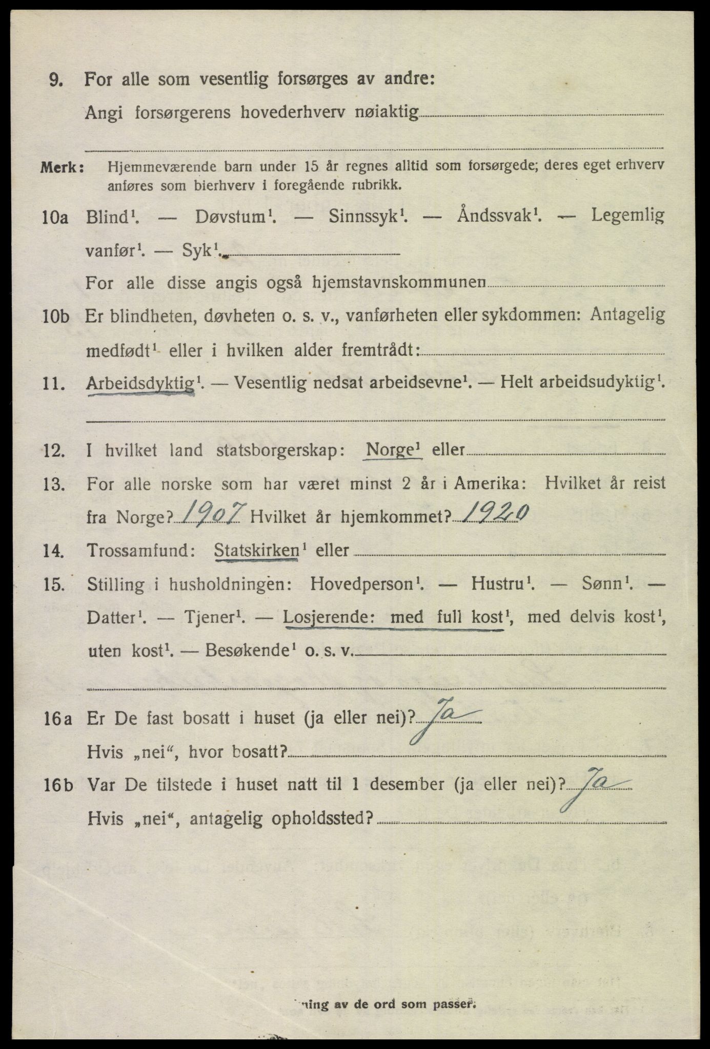 SAK, Folketelling 1920 for 1013 Tveit herred, 1920, s. 1205