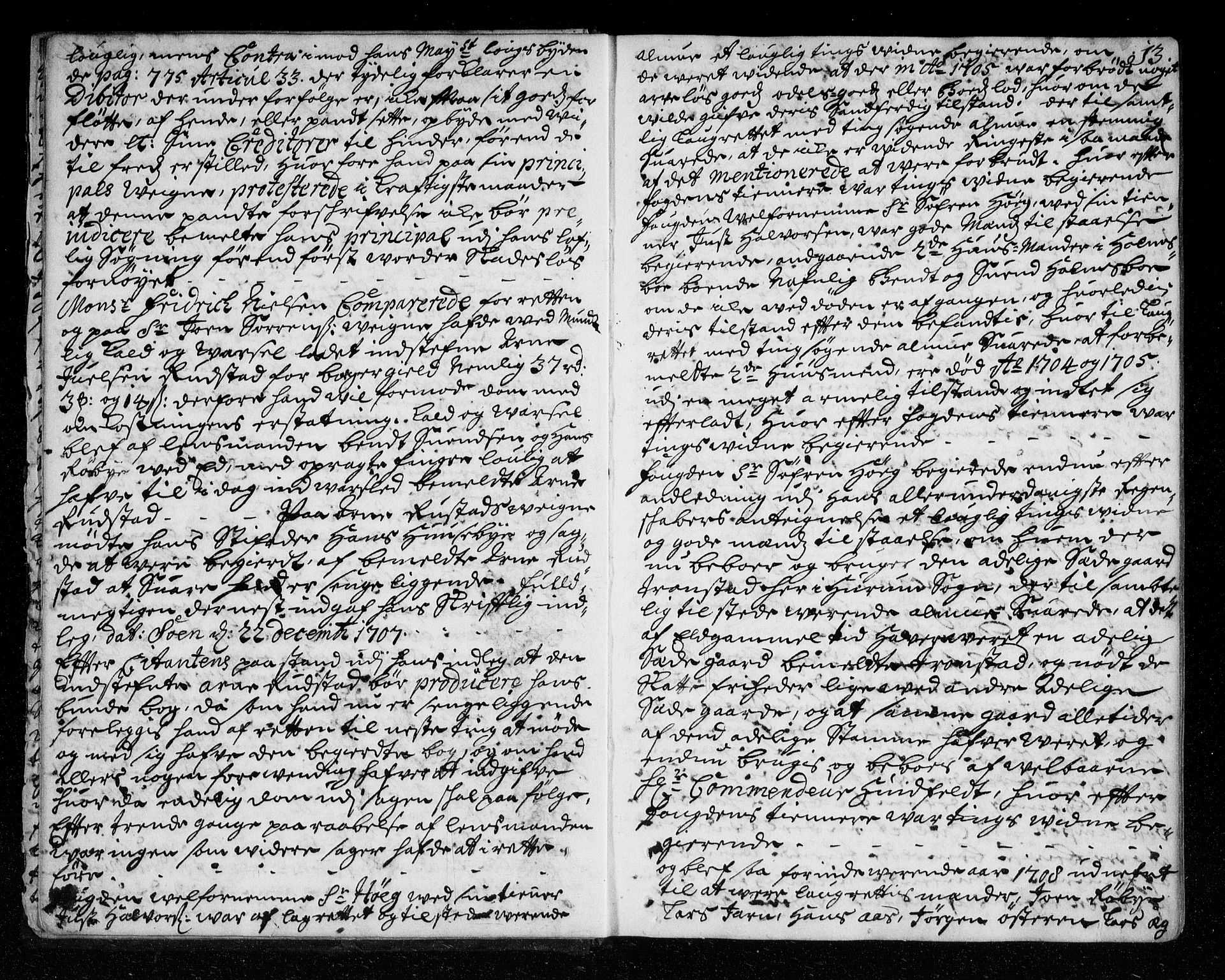 Lier, Røyken og Hurum sorenskriveri, AV/SAKO-A-89/F/Fa/L0042: Tingbok, 1707-1712, s. 13