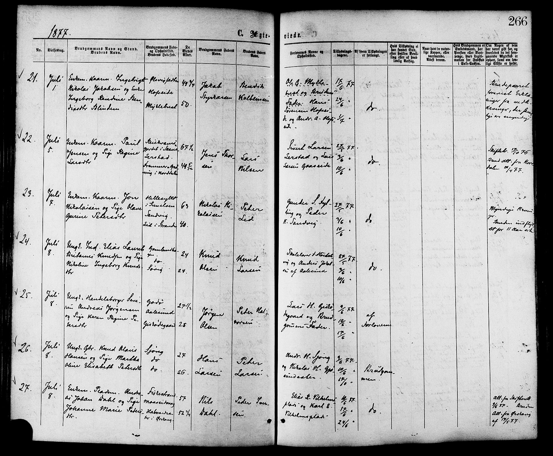 Ministerialprotokoller, klokkerbøker og fødselsregistre - Møre og Romsdal, AV/SAT-A-1454/528/L0399: Ministerialbok nr. 528A10, 1864-1879, s. 266