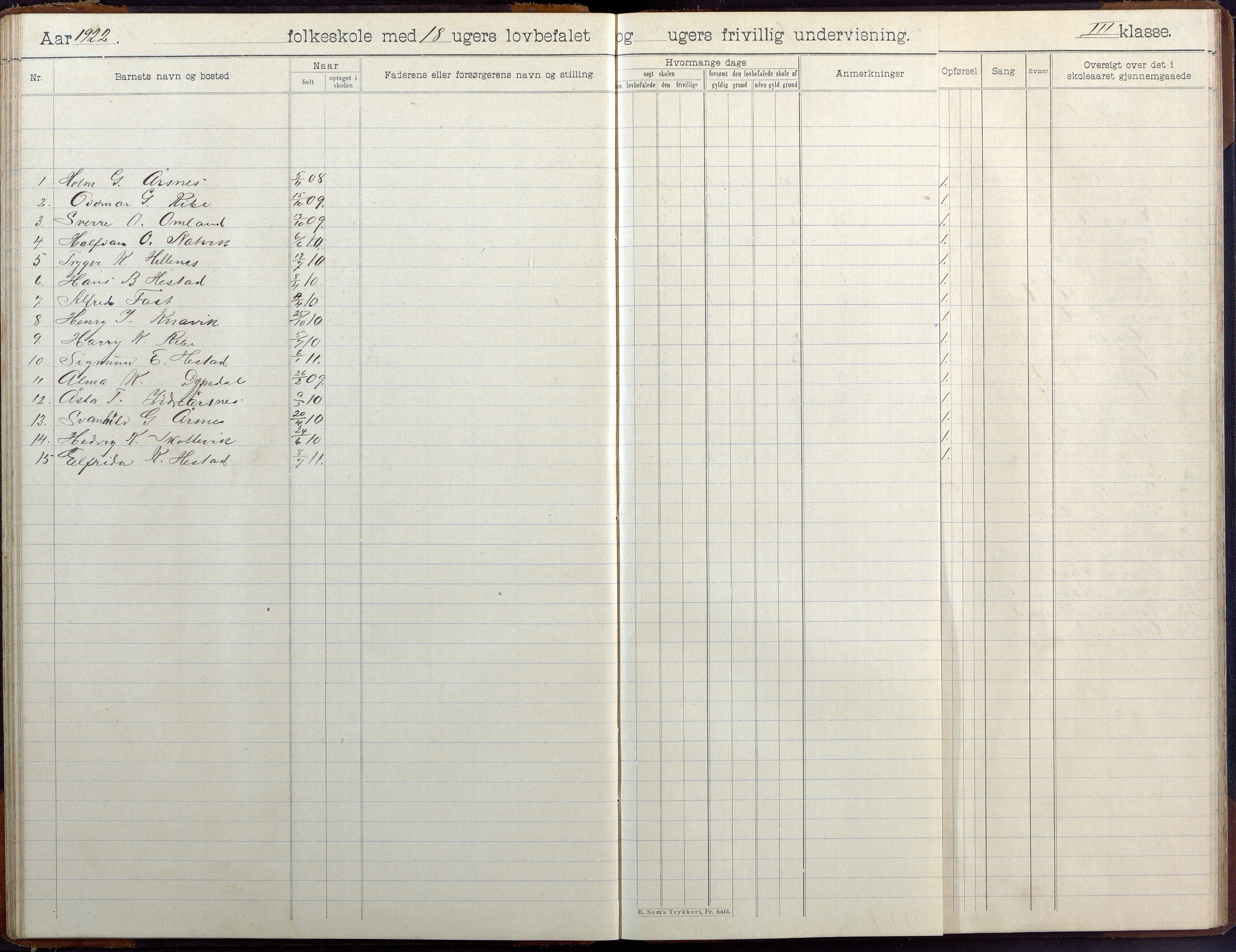 Høvåg kommune, AAKS/KA0927-PK/2/2/L0041: Ytre Årsnes og Ulvøysund - Skoleprotokoll (Ytre Årsnes, Hæstad), 1905-1929