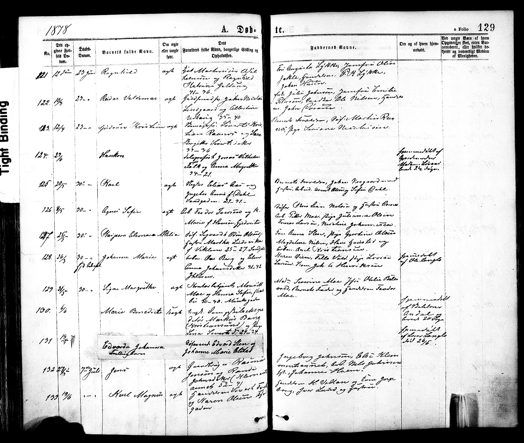 Ministerialprotokoller, klokkerbøker og fødselsregistre - Sør-Trøndelag, SAT/A-1456/602/L0118: Ministerialbok nr. 602A16, 1873-1879, s. 129