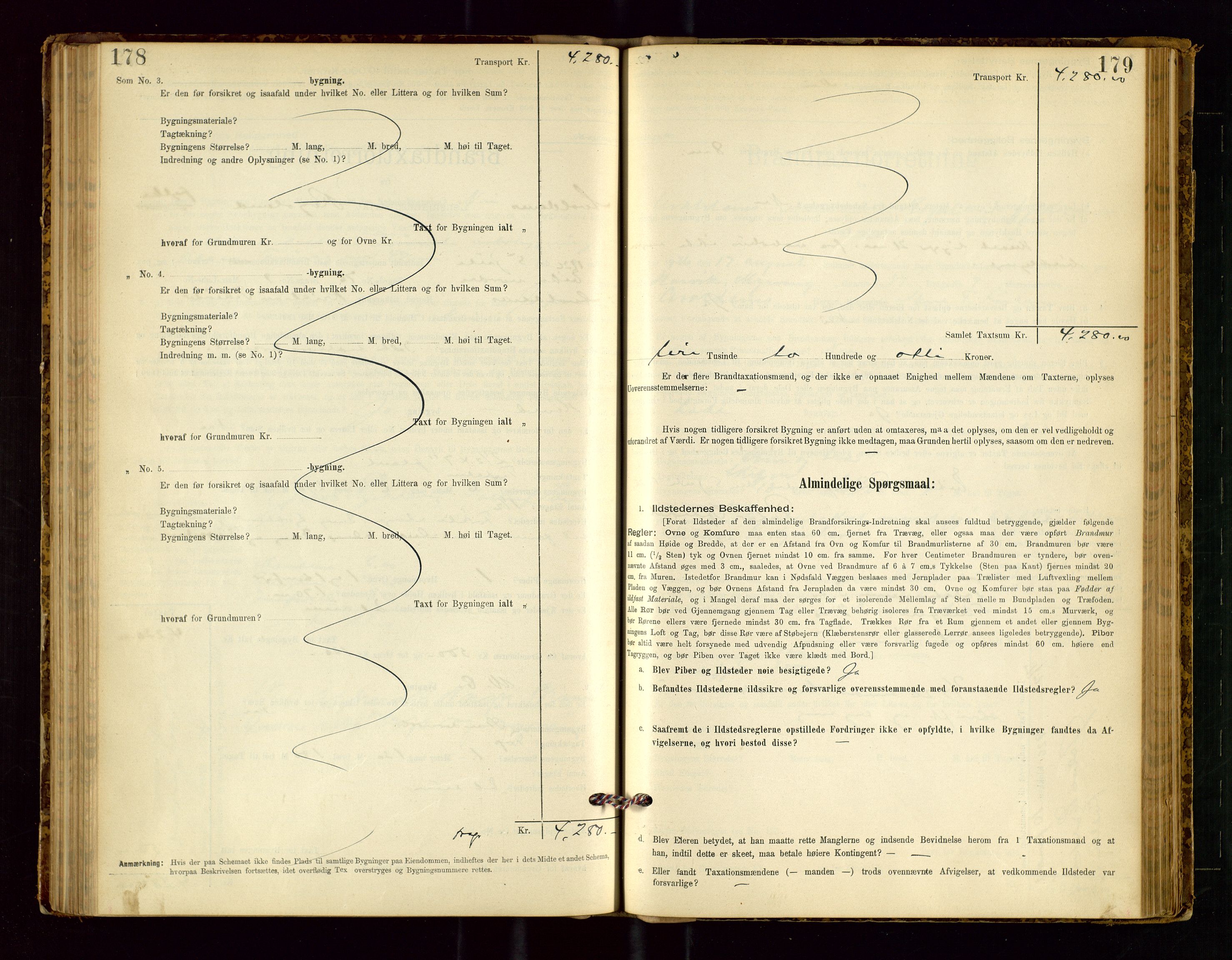 Avaldsnes lensmannskontor, SAST/A-100286/Gob/L0001: "Brandtaxationsprotokol for Avaldsnes Lensmandsdistrikt Ryfylke Fogderi", 1894-1925, s. 178-179