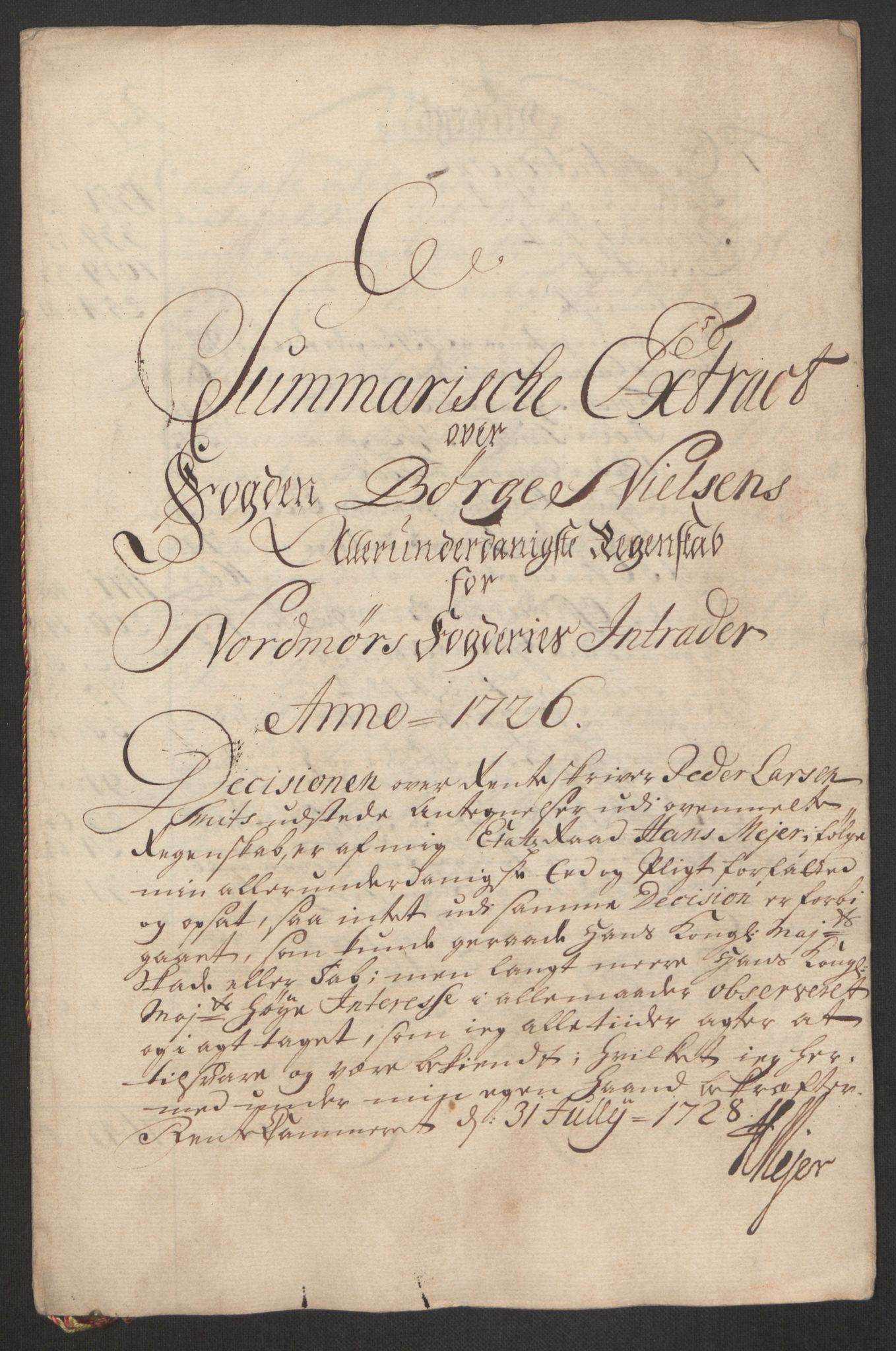 Rentekammeret inntil 1814, Reviderte regnskaper, Fogderegnskap, RA/EA-4092/R56/L3759: Fogderegnskap Nordmøre, 1726, s. 15