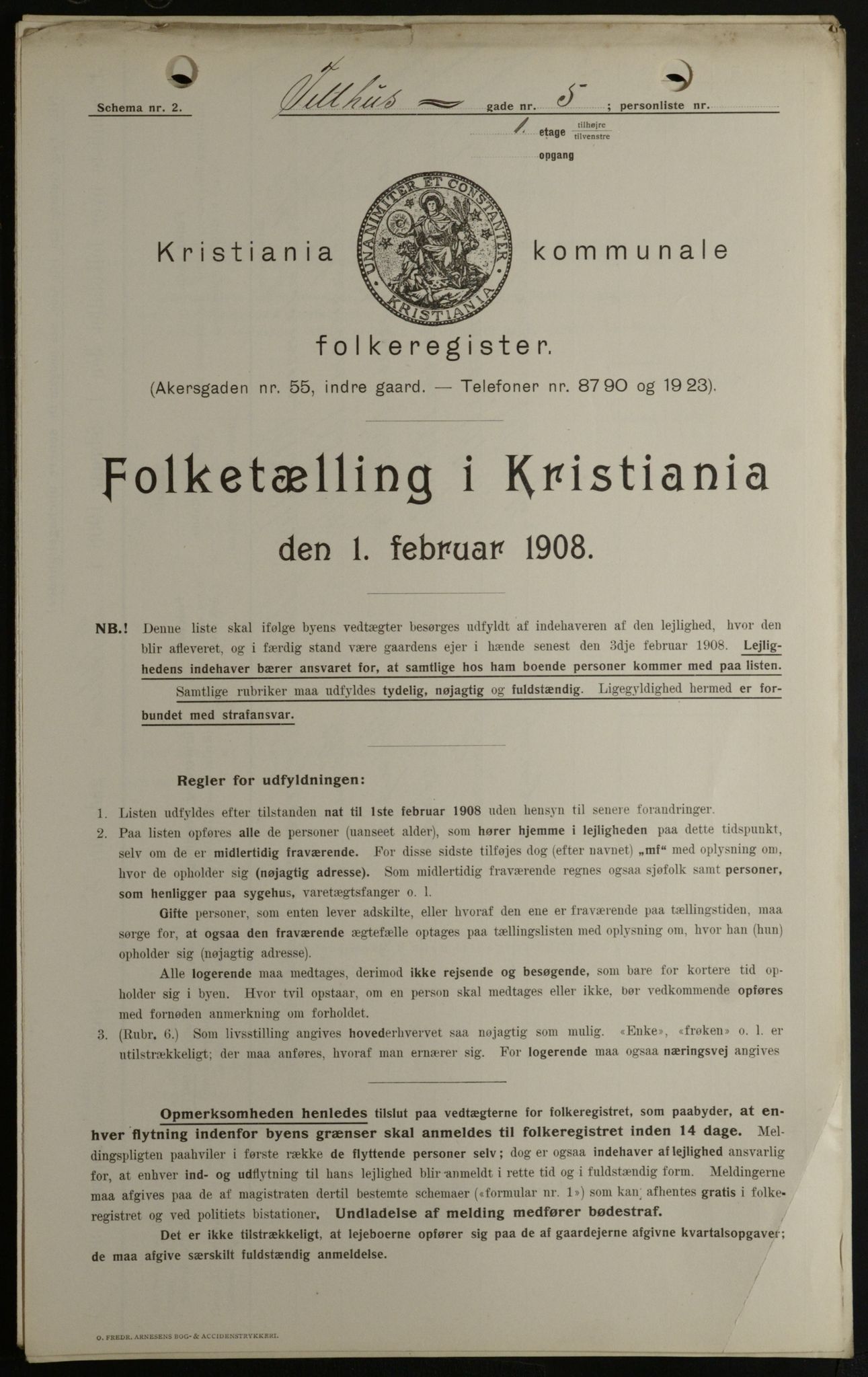 OBA, Kommunal folketelling 1.2.1908 for Kristiania kjøpstad, 1908, s. 96714