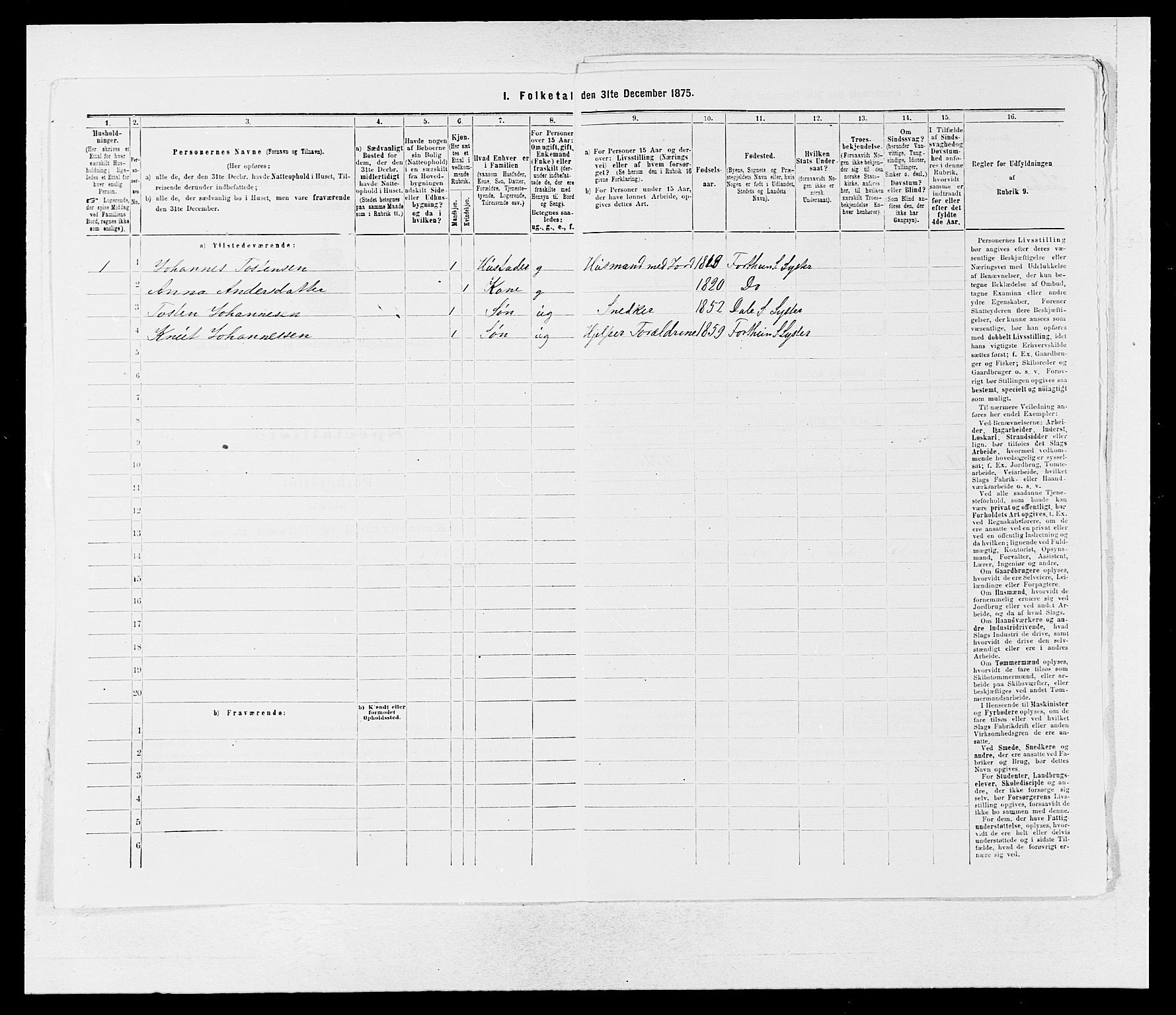 SAB, Folketelling 1875 for 1426P Luster prestegjeld, 1875, s. 431