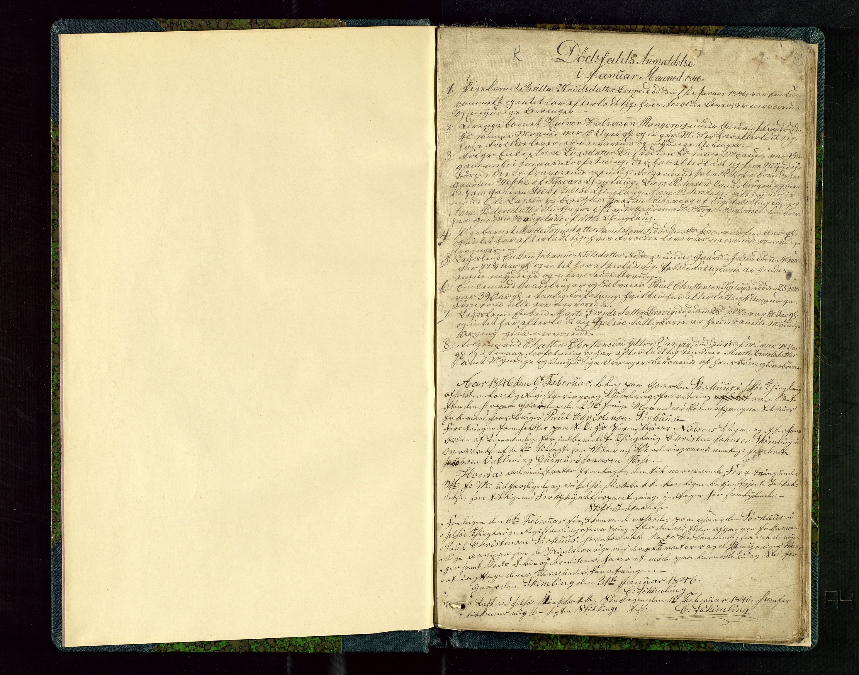 Ryfylke tingrett, AV/SAST-A-100055/001/IV/IVE/L0001: Skifteregistreringsprotoll Jelsa, 1846-1848, s. 1