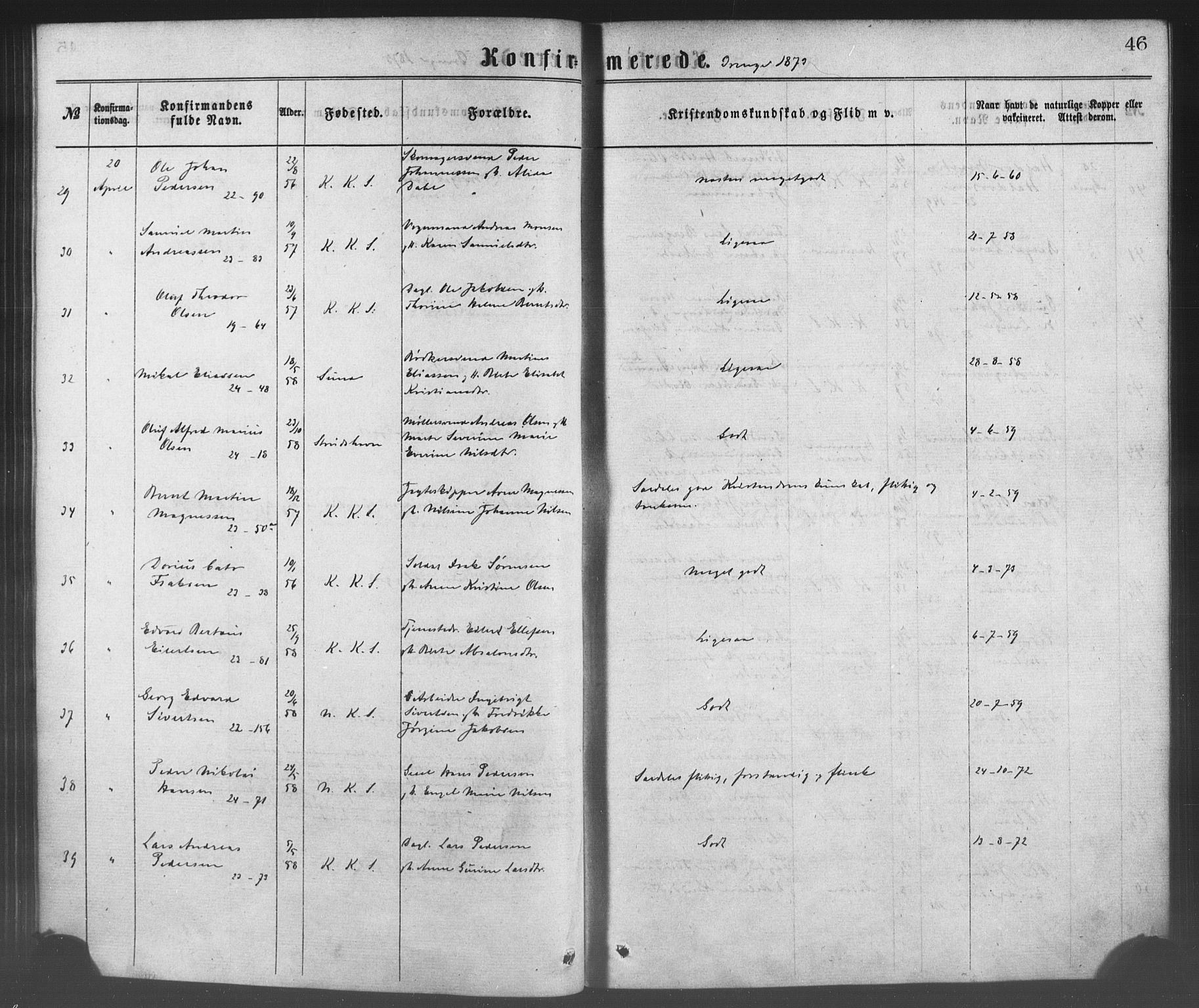 Korskirken sokneprestembete, SAB/A-76101/H/Haa/L0028: Ministerialbok nr. C 4, 1868-1879, s. 46