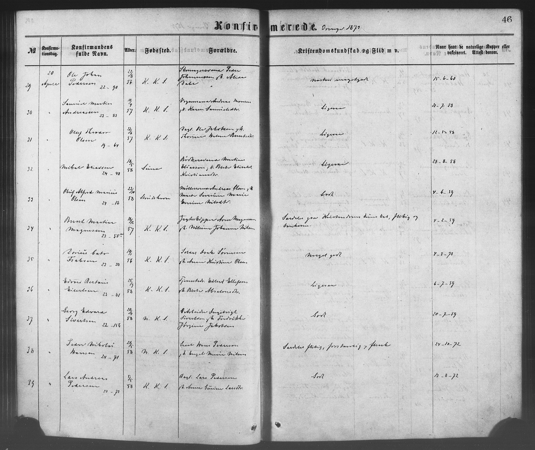 Korskirken sokneprestembete, AV/SAB-A-76101/H/Haa/L0028: Ministerialbok nr. C 4, 1868-1879, s. 46