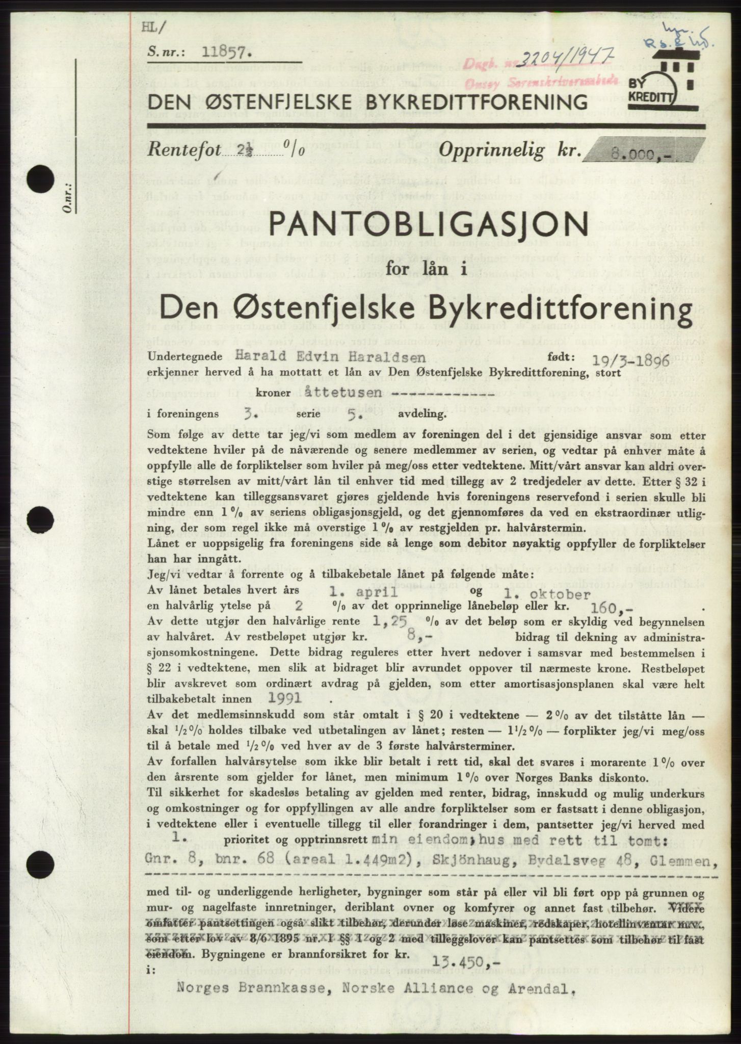Onsøy sorenskriveri, SAO/A-10474/G/Ga/Gac/L0006: Pantebok nr. B 12-6, 1947-1948, Dagboknr: 3204/1947