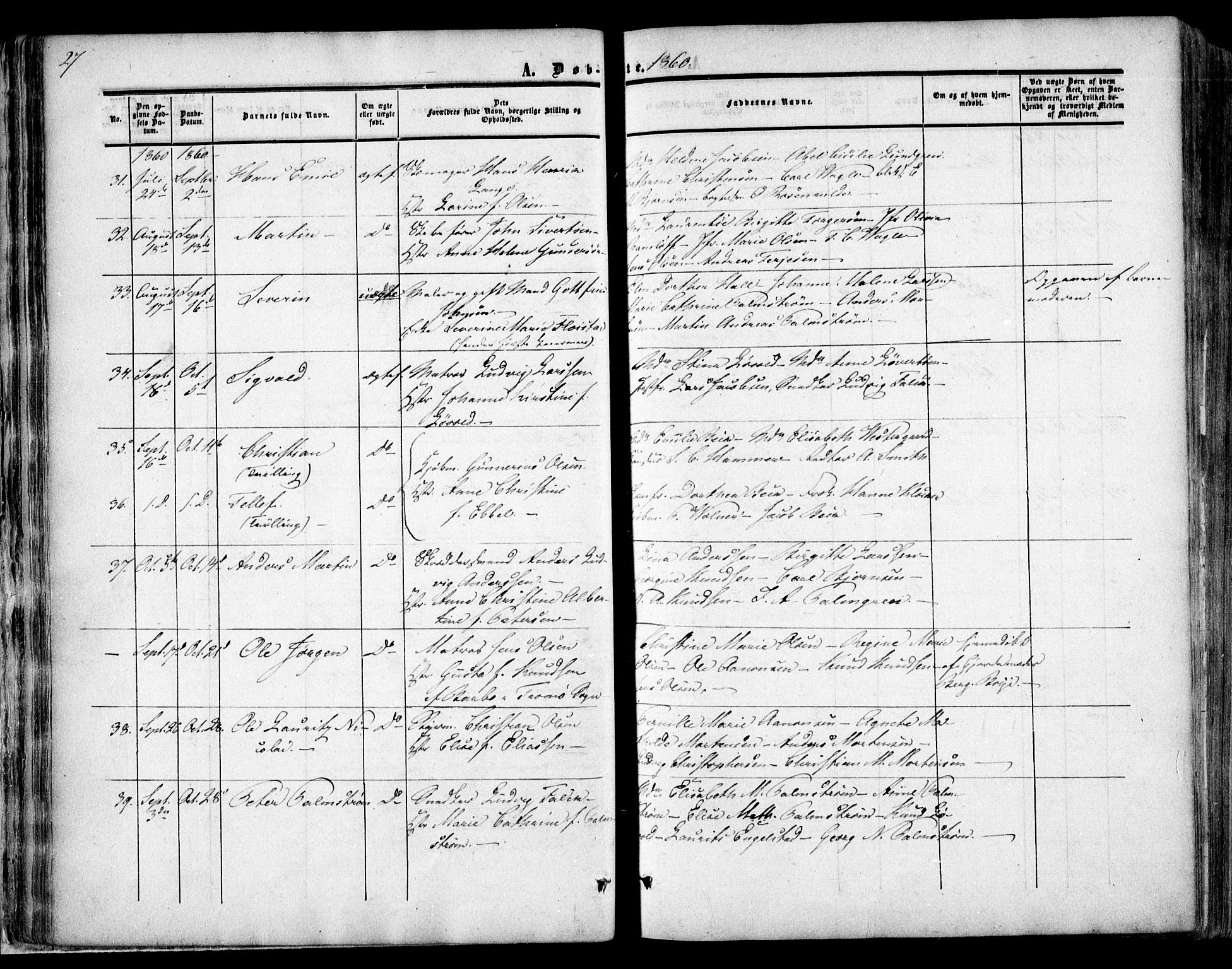 Arendal sokneprestkontor, Trefoldighet, AV/SAK-1111-0040/F/Fa/L0006: Ministerialbok nr. A 6, 1855-1868, s. 27