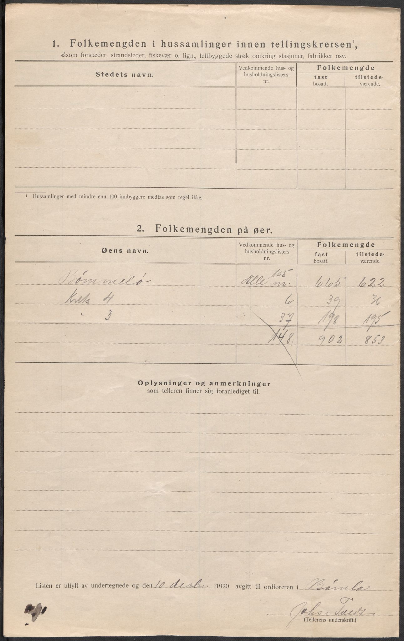 SAB, Folketelling 1920 for 1219 Bømlo herred, 1920, s. 10