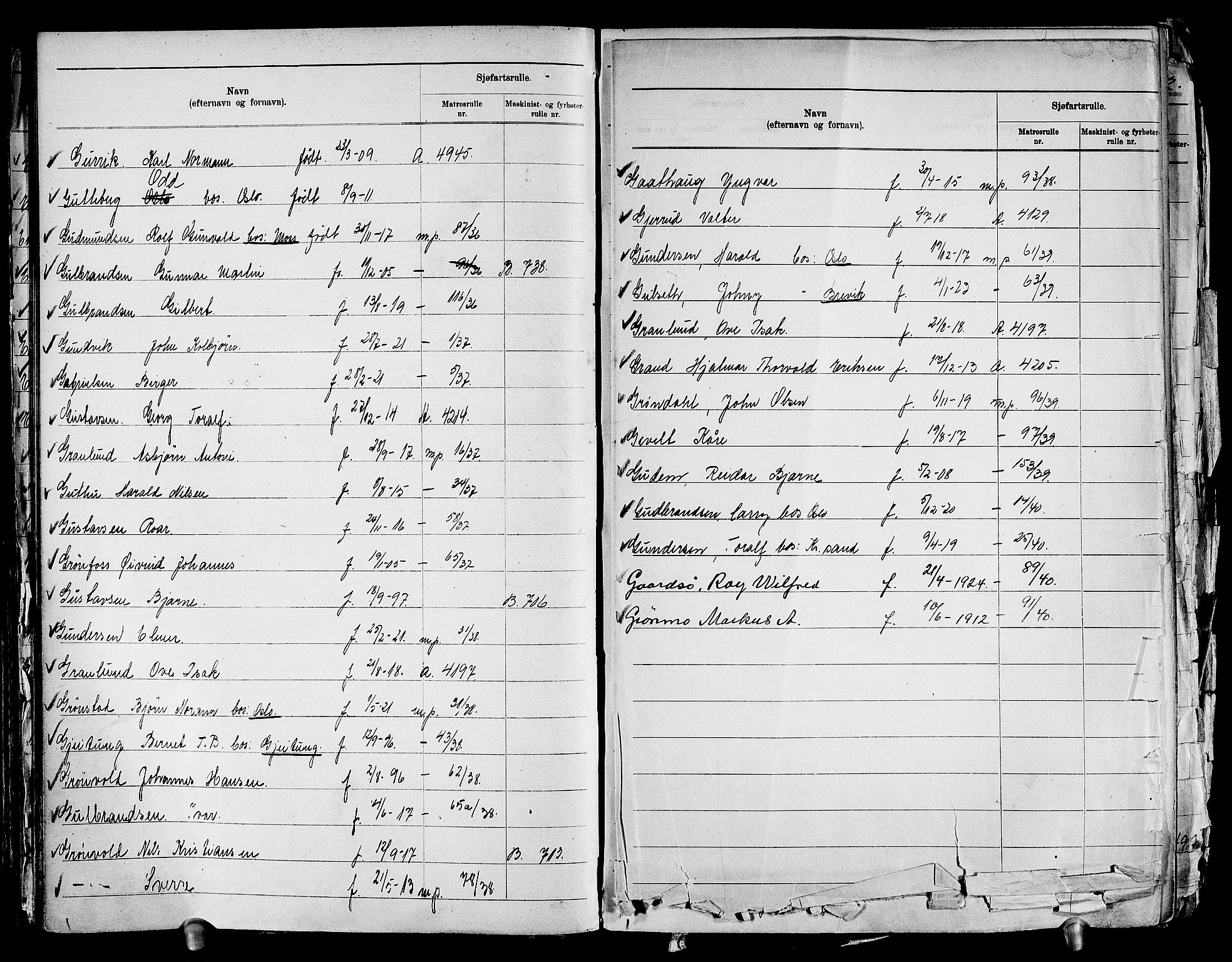 Drammen innrulleringsdistrikt, SAKO/A-781/G/Ga/L0001: Navneregister til rullene, 1860-1948, s. 93