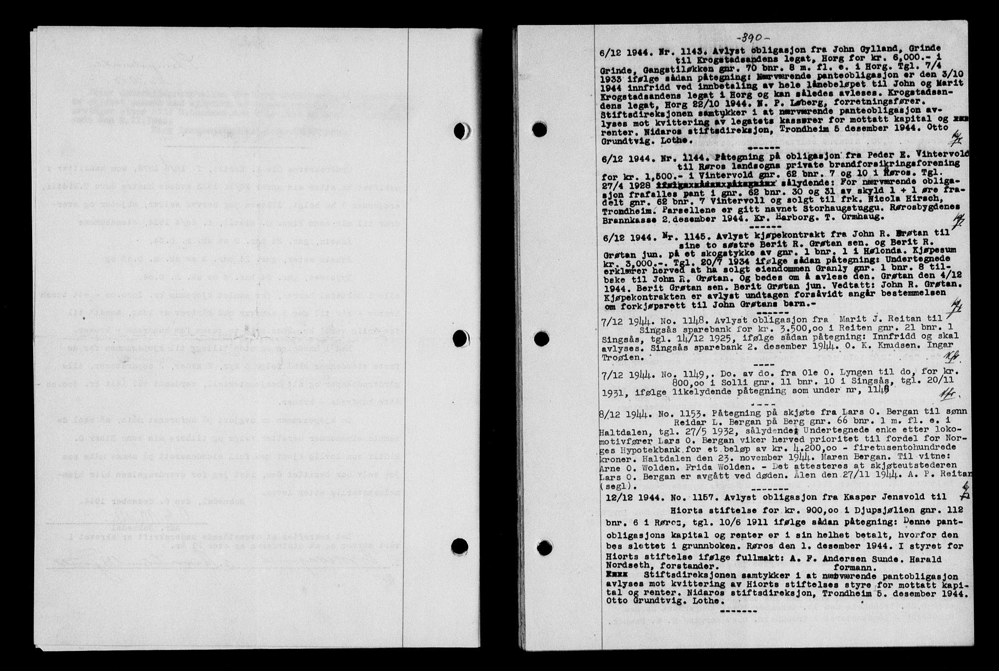 Gauldal sorenskriveri, SAT/A-0014/1/2/2C/L0058: Pantebok nr. 63, 1944-1945, Dagboknr: 1143/1944