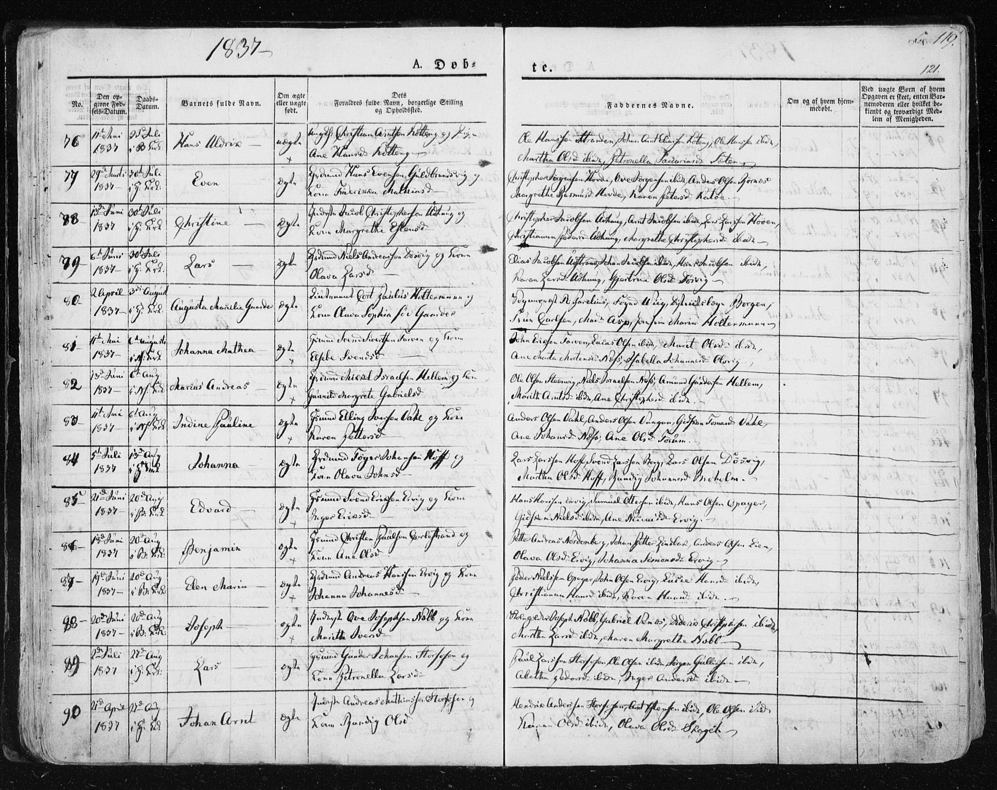 Ministerialprotokoller, klokkerbøker og fødselsregistre - Sør-Trøndelag, SAT/A-1456/659/L0735: Ministerialbok nr. 659A05, 1826-1841, s. 119