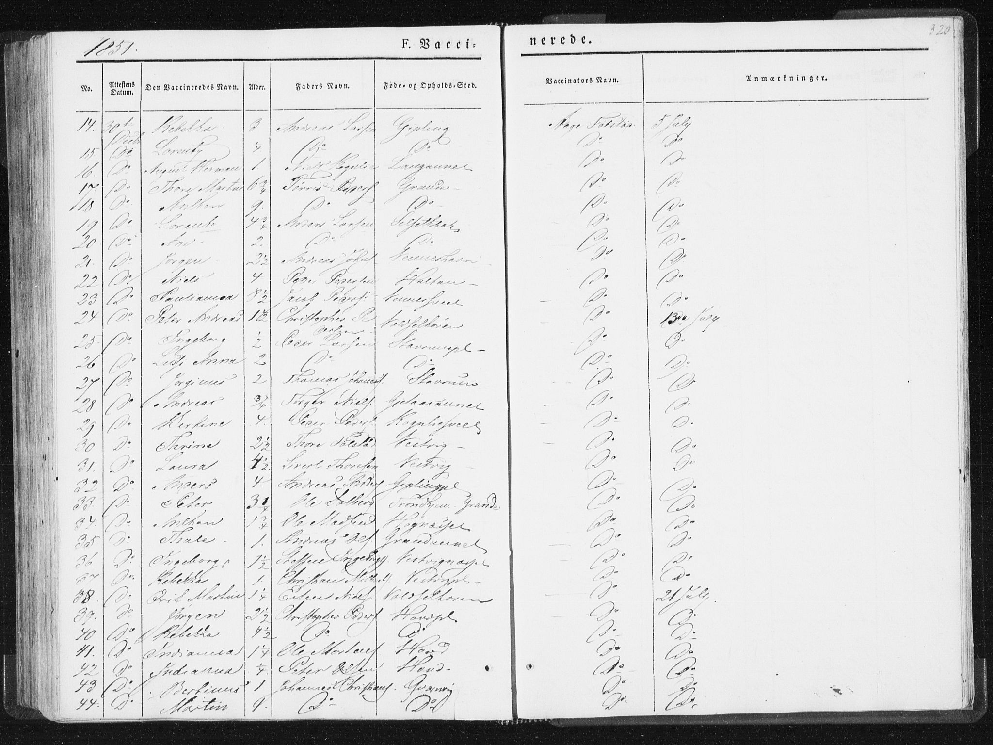 Ministerialprotokoller, klokkerbøker og fødselsregistre - Nord-Trøndelag, SAT/A-1458/744/L0418: Ministerialbok nr. 744A02, 1843-1866, s. 320