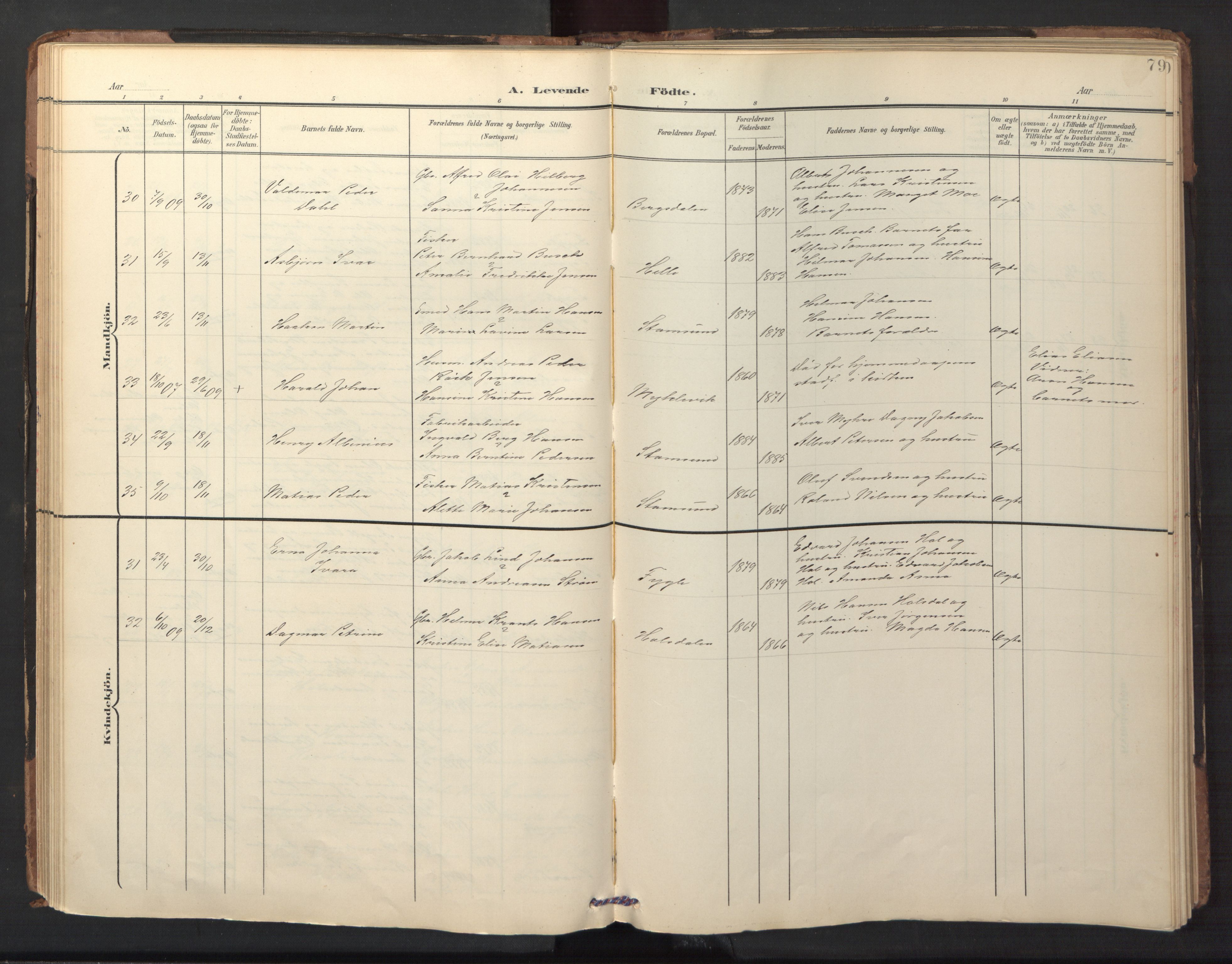 Ministerialprotokoller, klokkerbøker og fødselsregistre - Nordland, AV/SAT-A-1459/882/L1185: Klokkerbok nr. 882C03, 1898-1910, s. 79