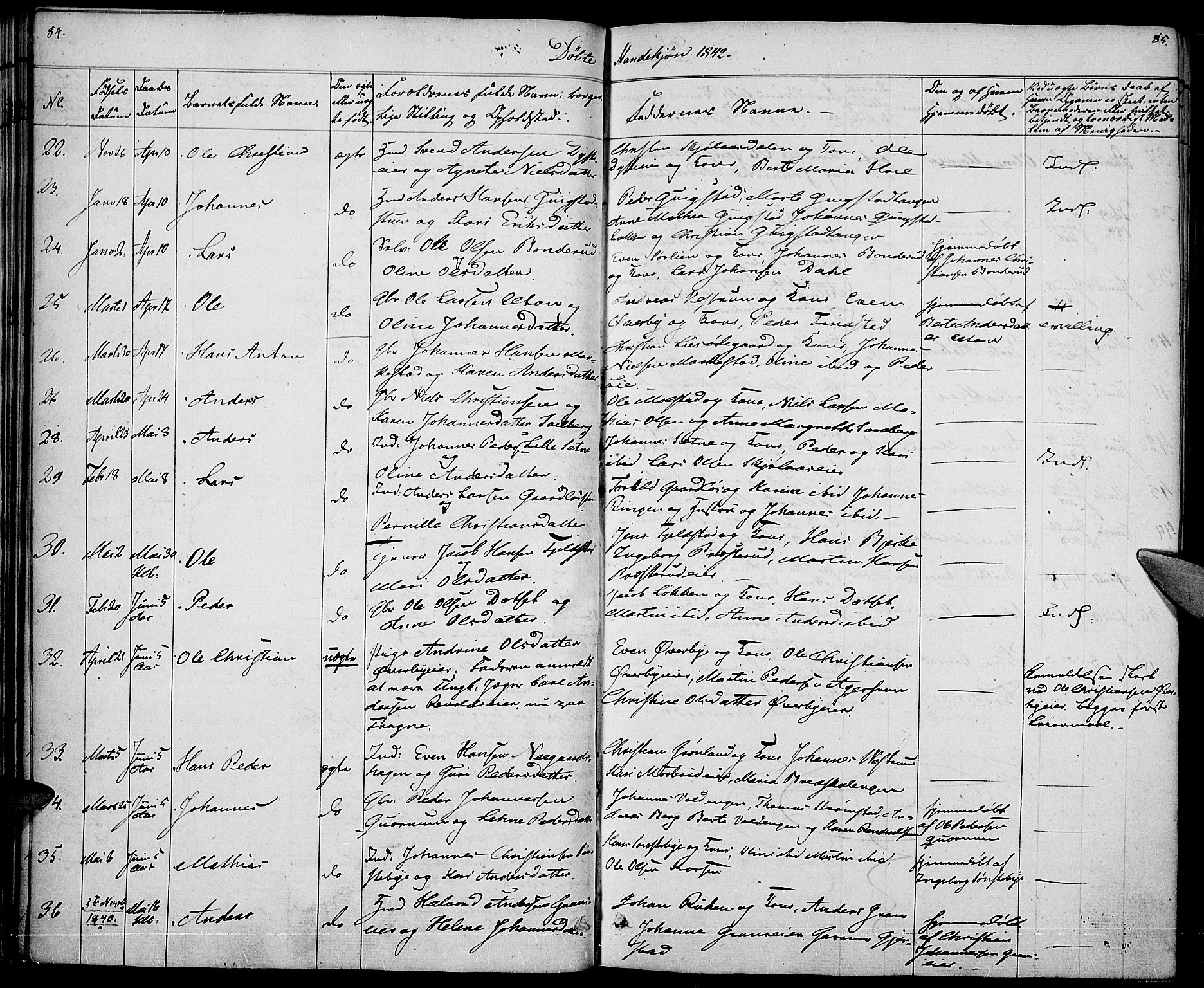 Vestre Toten prestekontor, AV/SAH-PREST-108/H/Ha/Haa/L0003: Ministerialbok nr. 3, 1836-1843, s. 84-85